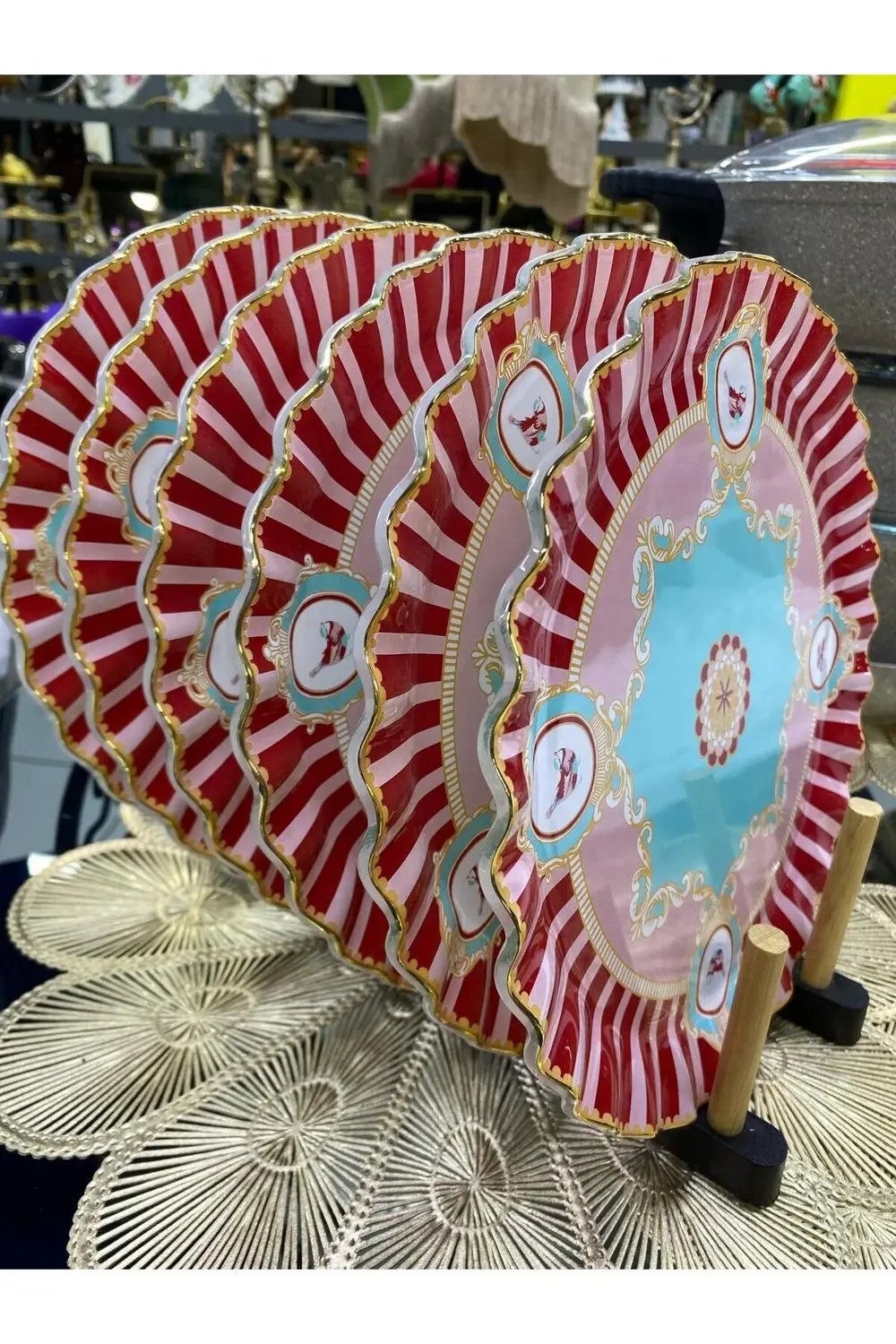 Cam 6 Lı Cam Pasta Servis Tabağı 25 cm