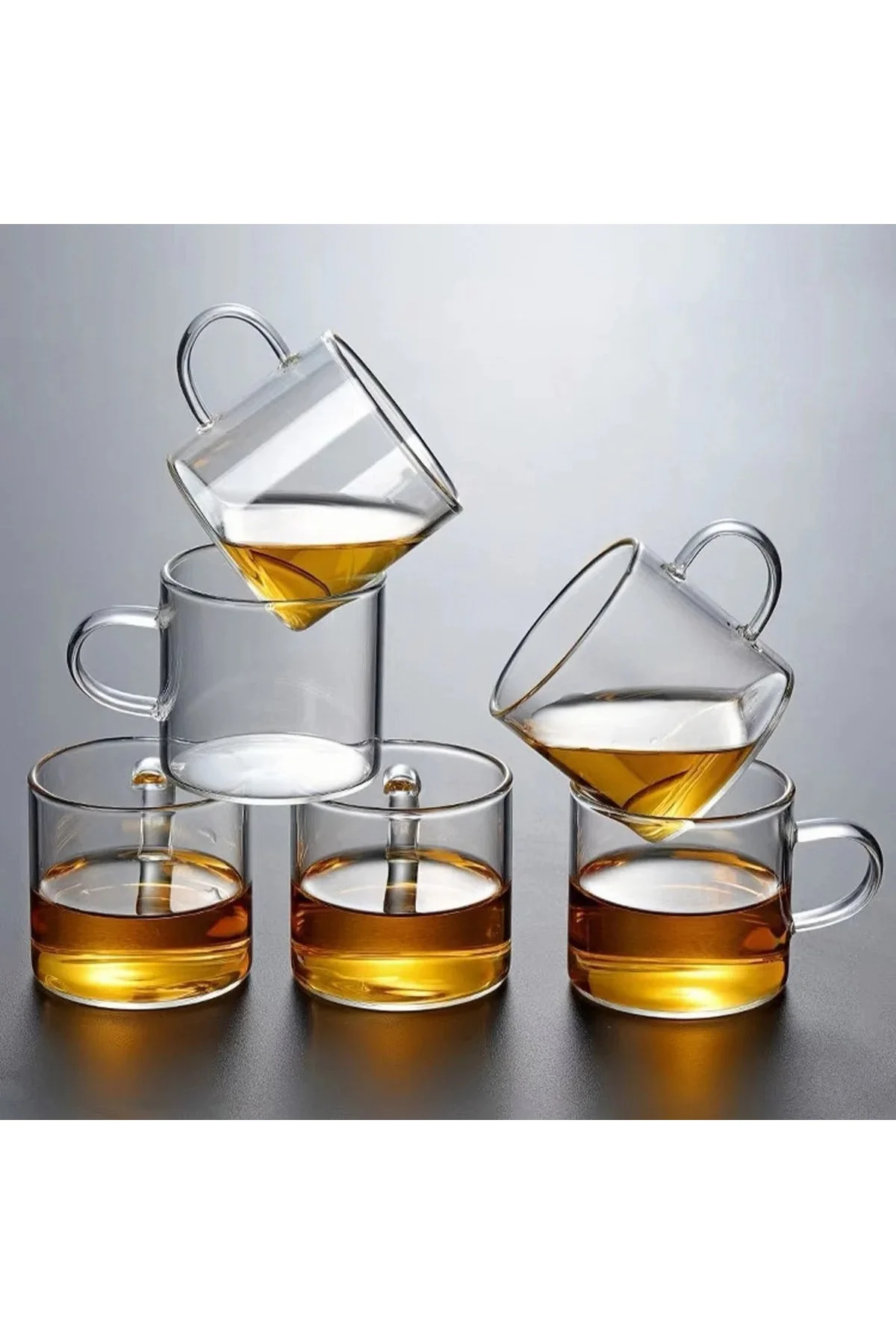 Cam 6 Parça Cam Kahve Ve çay Kupası 6 Parça Espresso Bardağı Isıya Dayanıklı