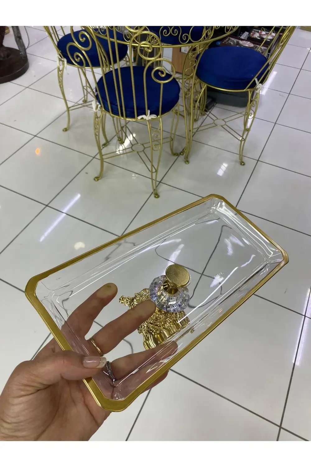 Cam Ayaklı Dikdörtgen Sunum Tabağı