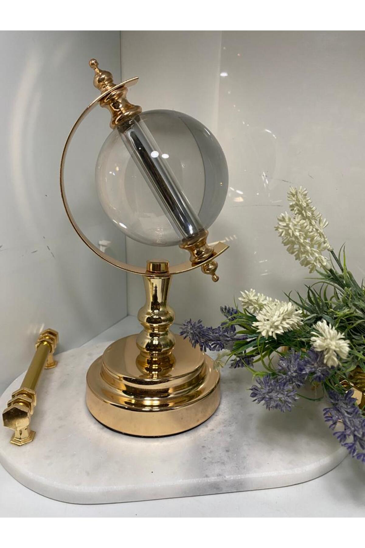 Elif Aksesuar Cam Ayaklı Küre Altın