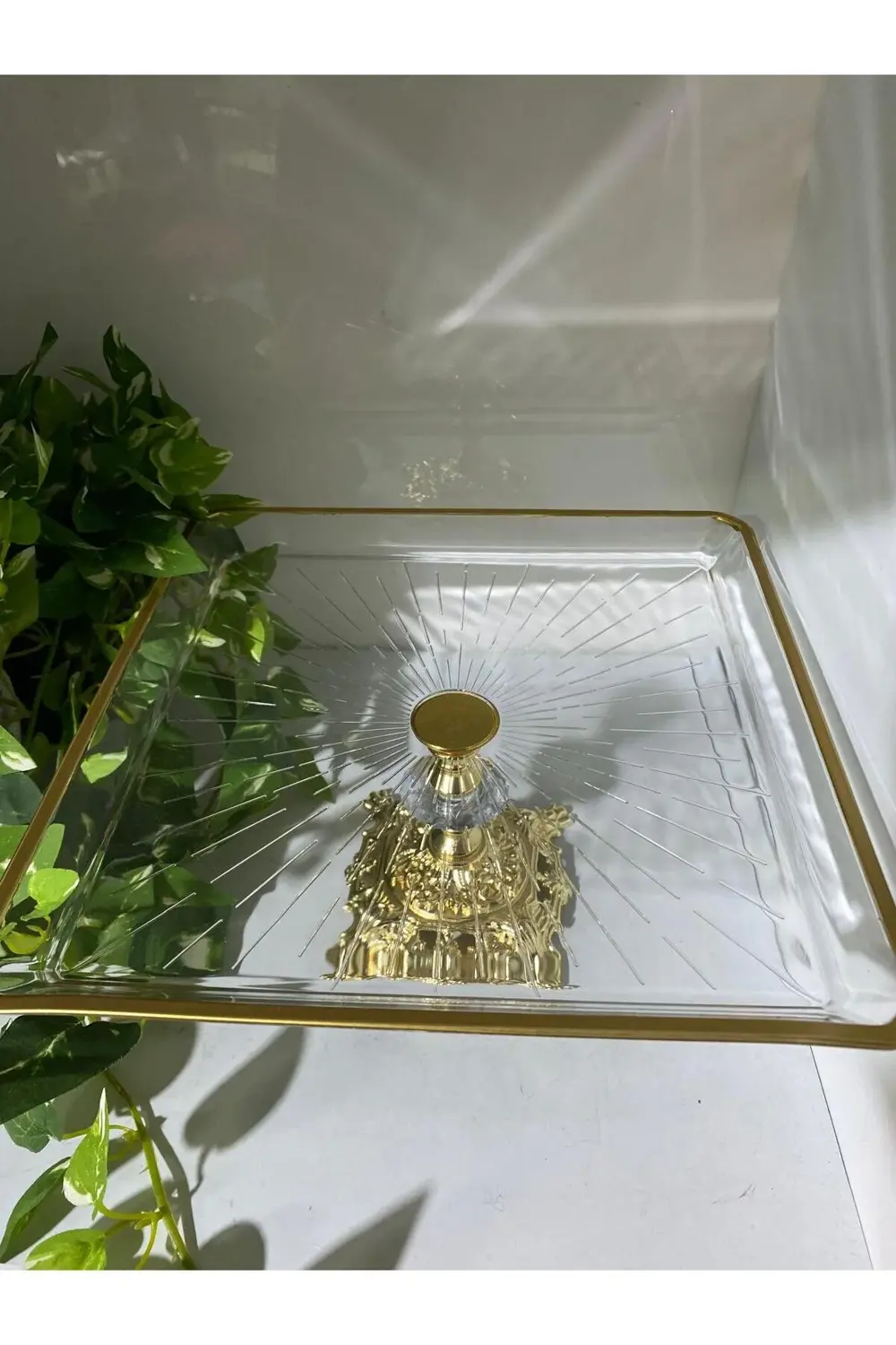 Cam Ayaklı Sunum Tabağı Kare