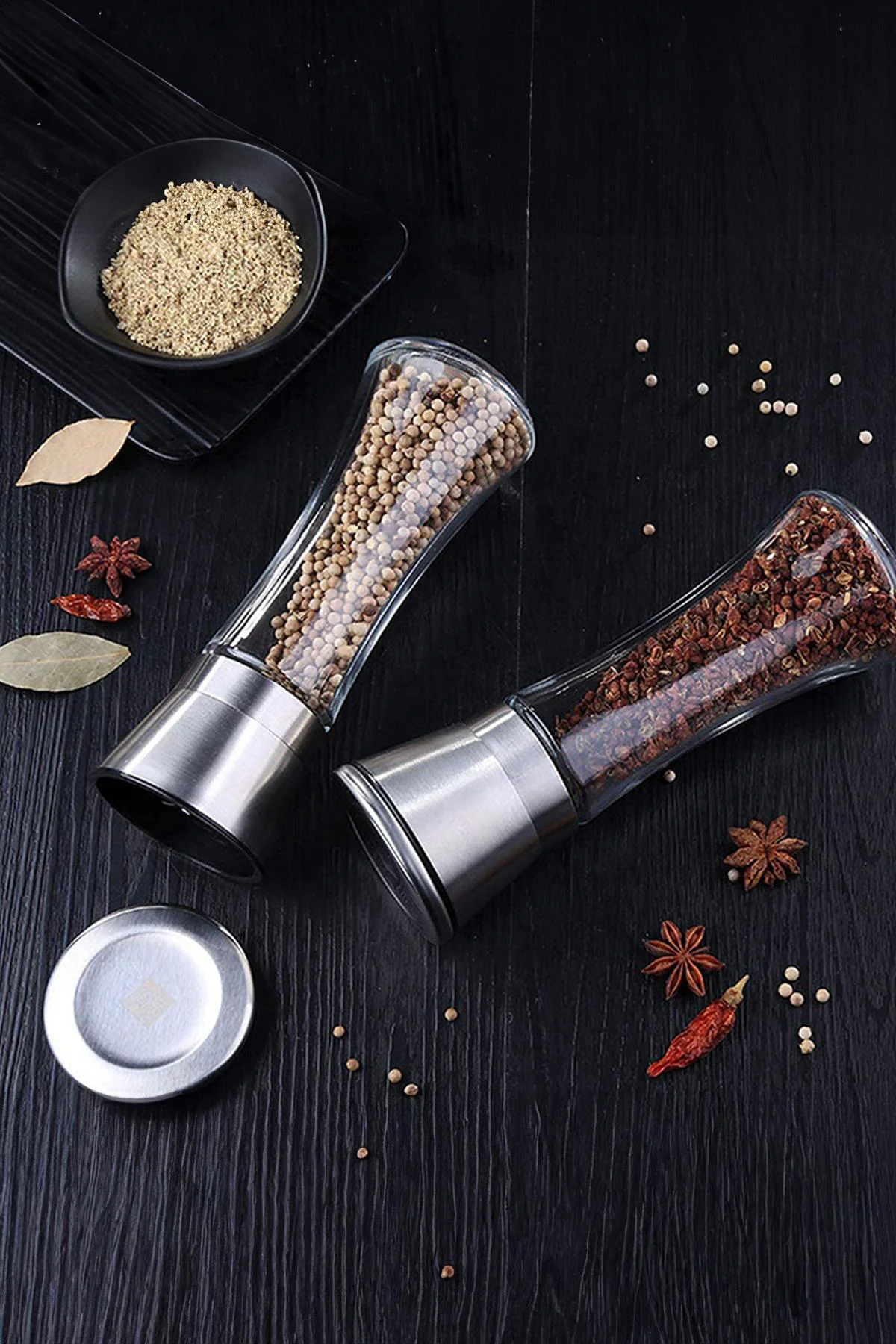 Cam Baharat Öğütücü 250ml - Metal Kapaklı Şık Tasarım | Taze Baharat İçin İdeal