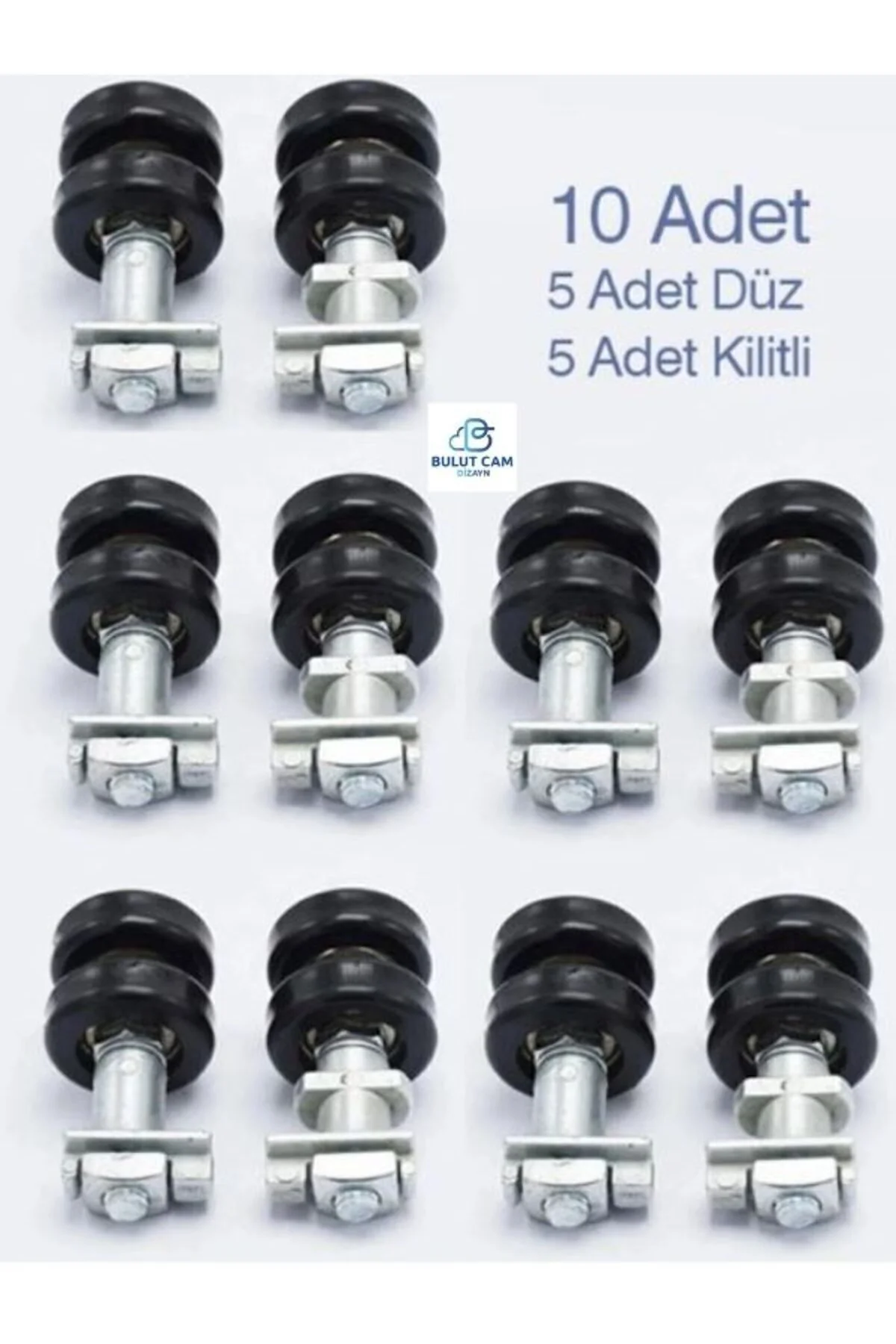 Cam Balkon Metal Teker 10ad. (5 Ad. kertili + 5 Ad. düz)