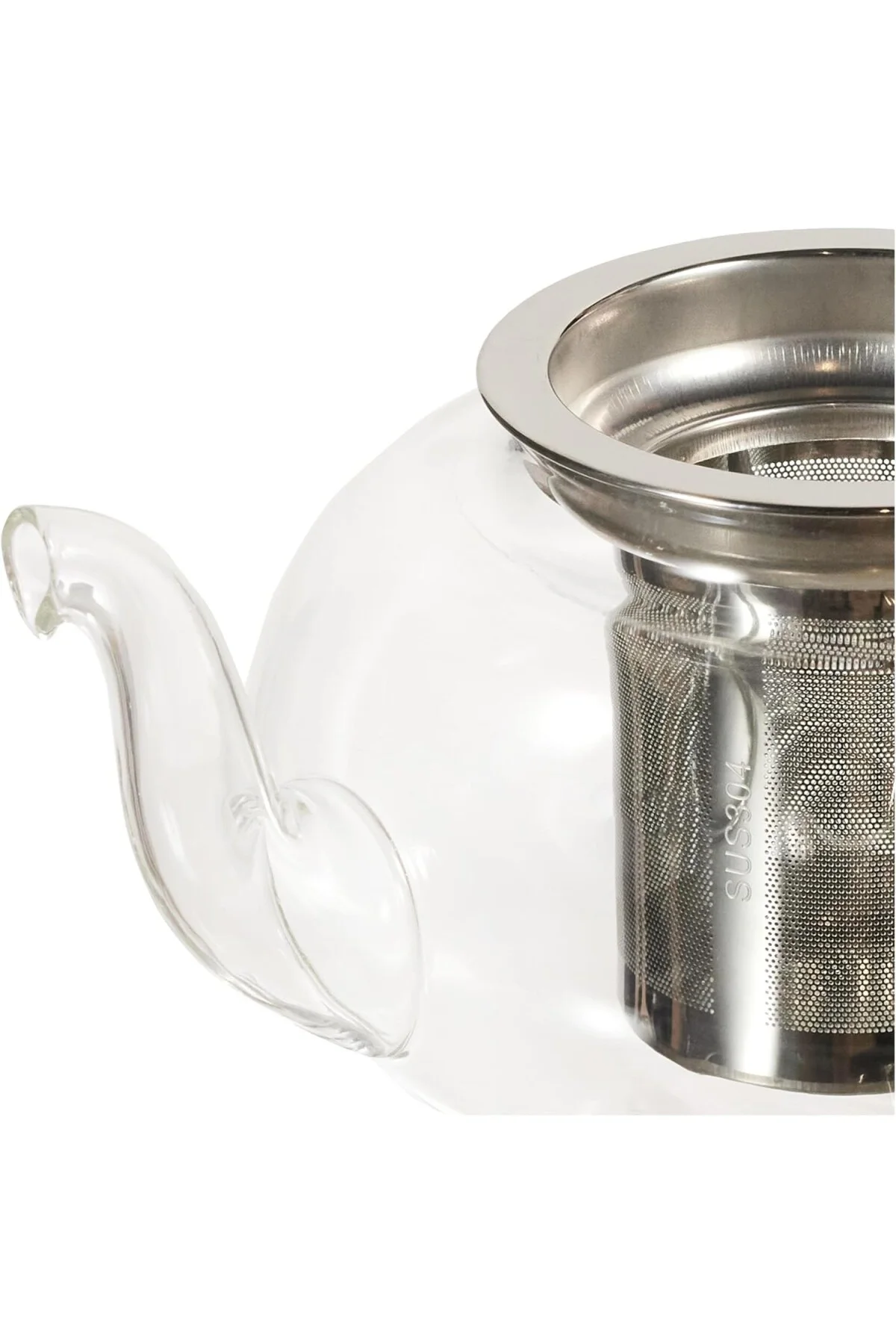 Cam Bitki Çayı Demliği 600 ml - Çelik Süzgeçli Demlik