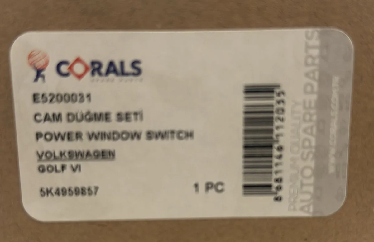 Cam Düğmesi (CORALS)(E5200031)(5K4959857)(Golf Passat Jetta CC) Fiyatı, Yorumları ve Özellikleri