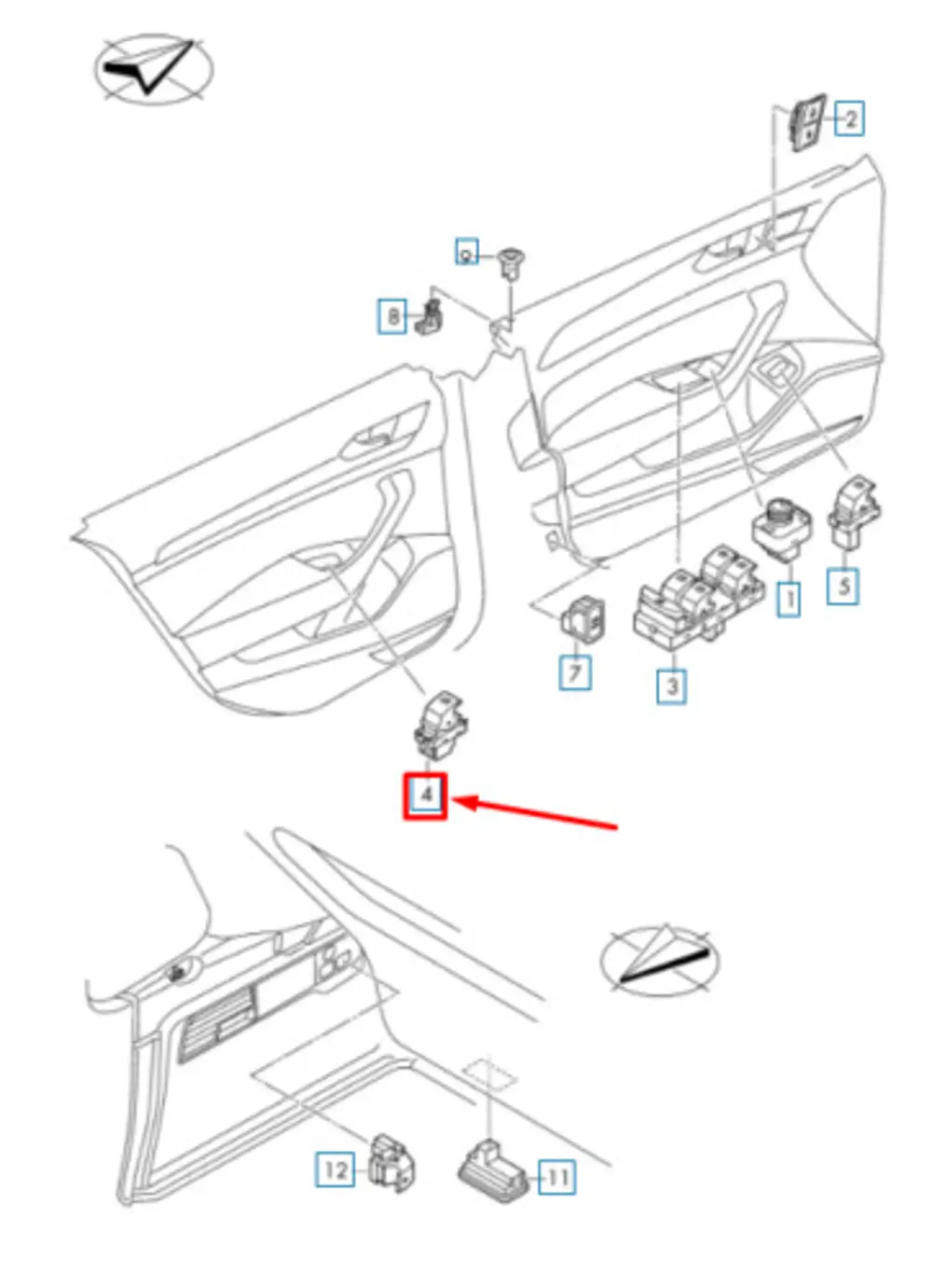 Cam Düğmesi - Tekli (VW Orjinal)(5G0959855N)(5G0959855J)(VW Golf