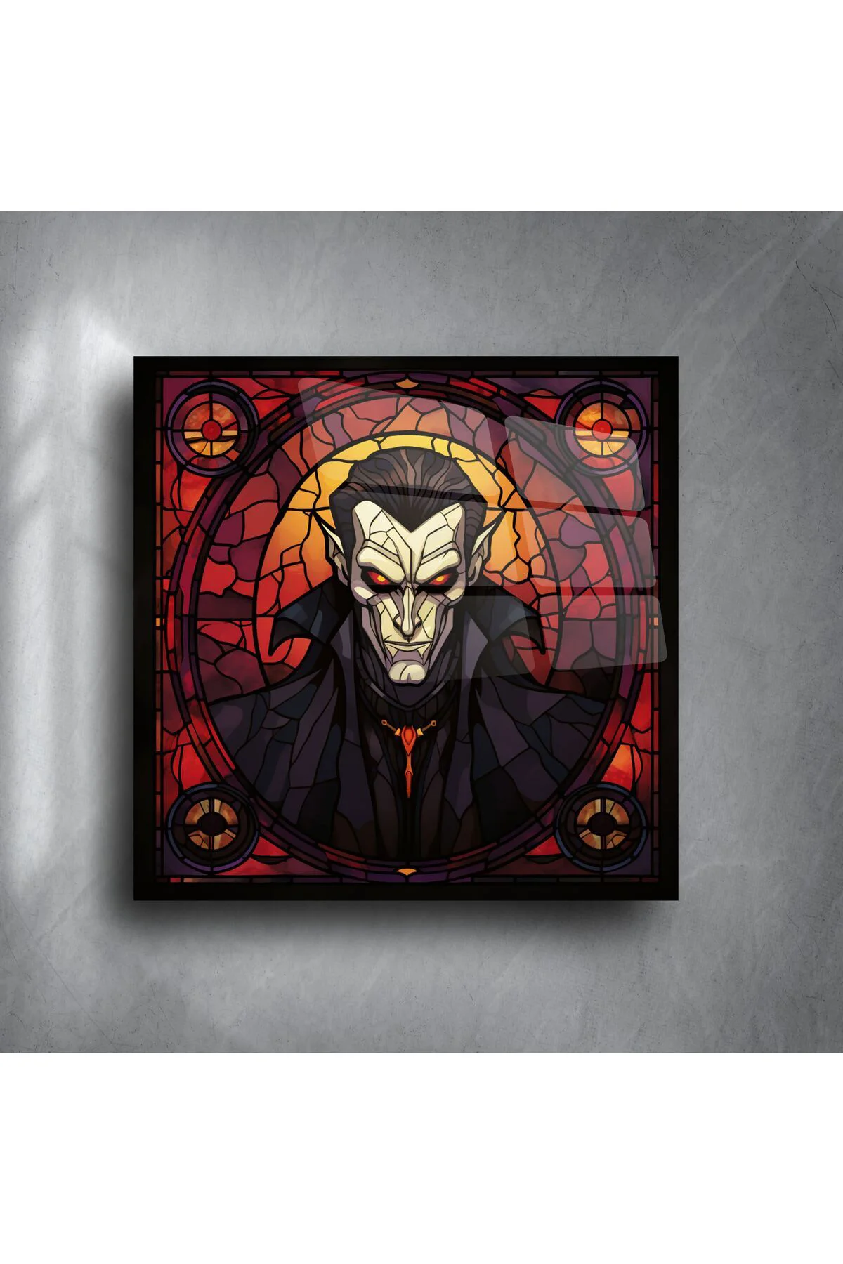 Cam Duvar Sanatı Vampir Portre Paneli Cam Duvar Sanatı Vampir Portre Paneli