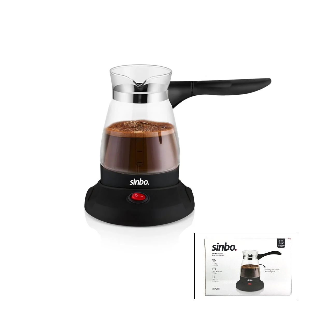 Cam Elektrikli Cezve Türk Kahve Makinesi - 5fincan=500ml Kablosuz Kullanım- 360°döner 600w Scm-2981 Bx40 Fiyatı, Yorumları ve Özellikleri