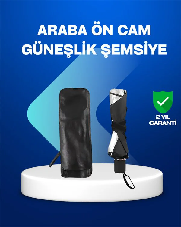 Cam Elyaf İskeletli Araç Şemsiyesi - UV Koruma ve Isı Engelleme