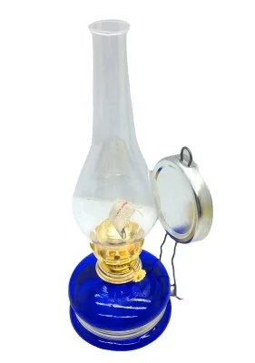 Cam Gaz Lambası - Mavi - Nostaljik Tasarım - Dekoratif Aydınlatma Cam Gaz Lambası - Mavi - Nostaljik Tasarım - Dekoratif Aydınlatma
