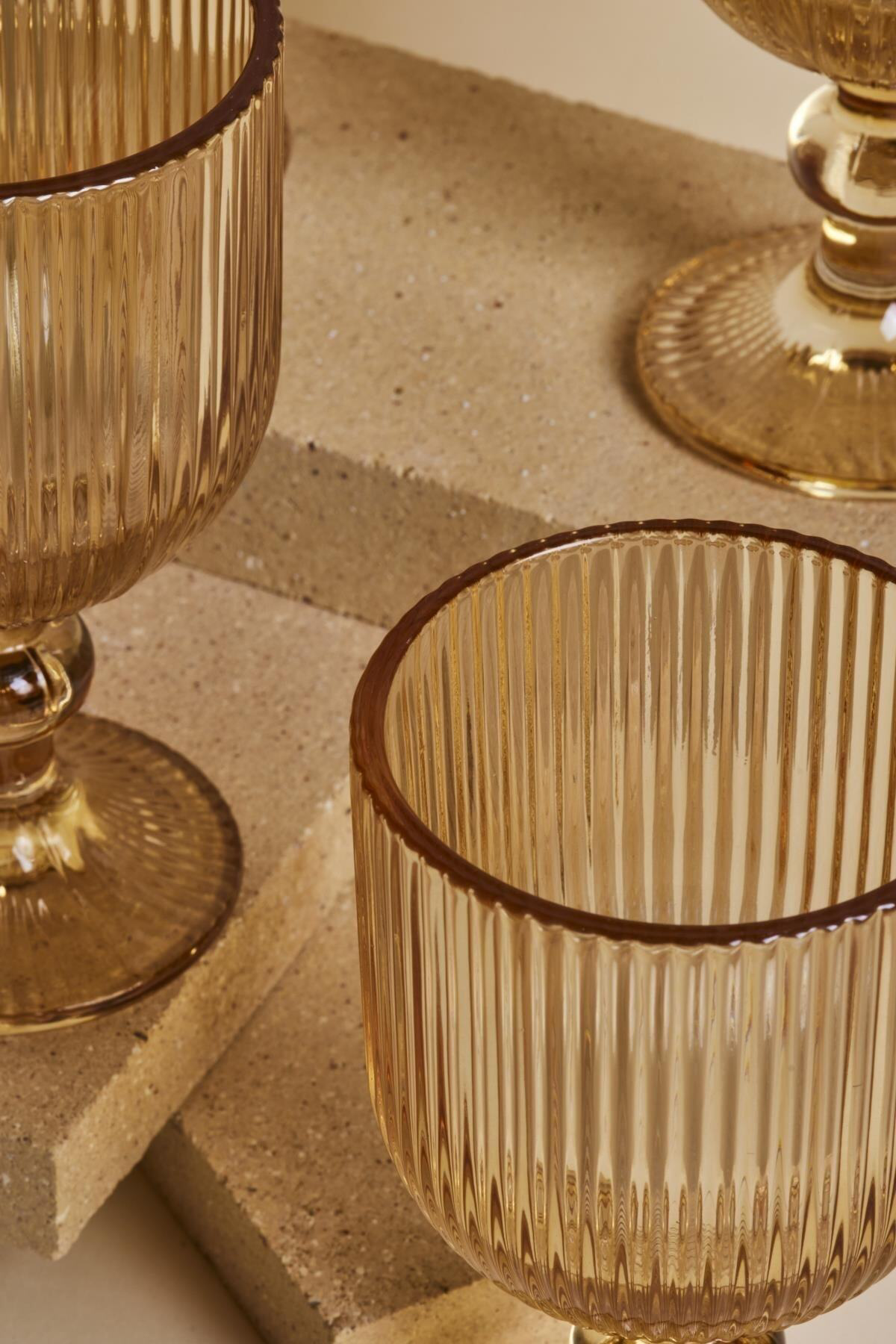 Teknotrust Cam İmola Amber 4'Lü Kadeh Takımı 260 Ml Kırmızı Şarap Kadehi 250