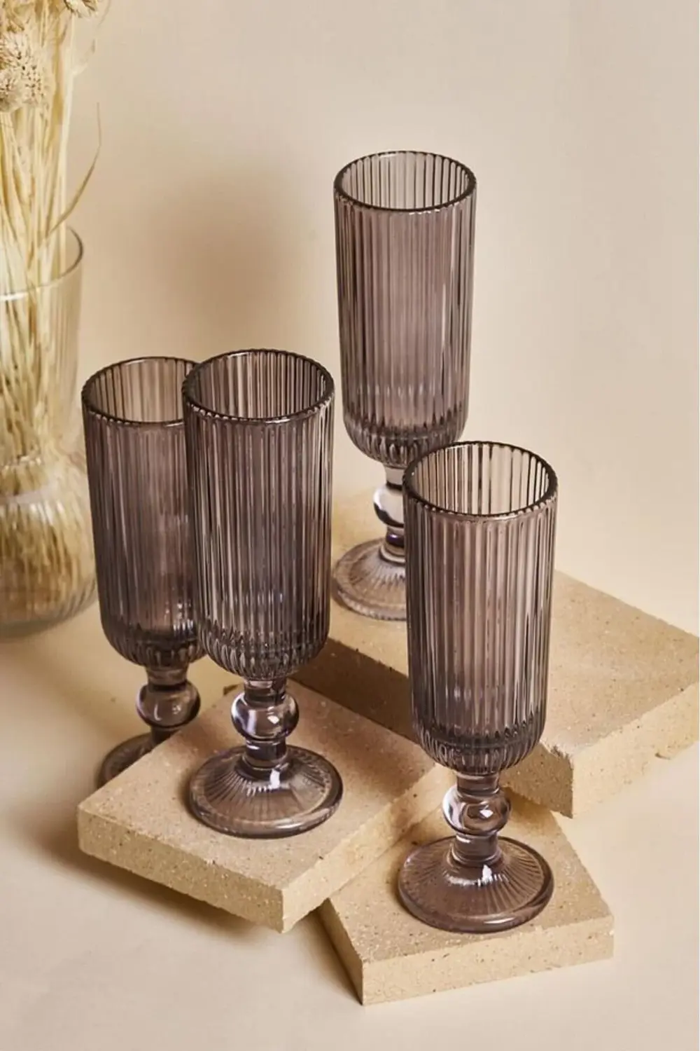 Cam Imola Fume 4'lü Uzun Kadeh Takımı 160 ml Beyaz Şarap Kadehi 4