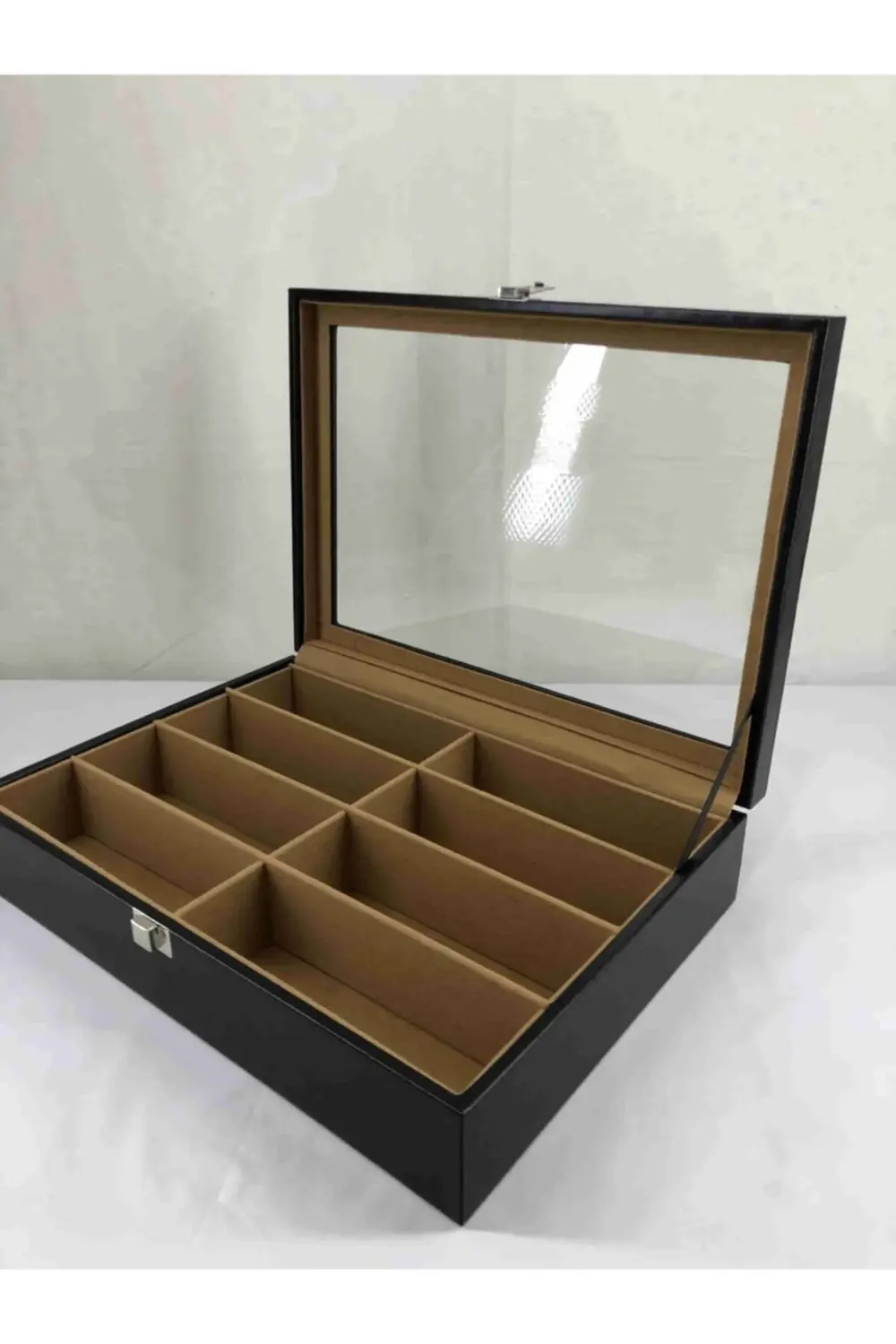 Cam Kapak Deri Kaplama Gözlük Kutusu