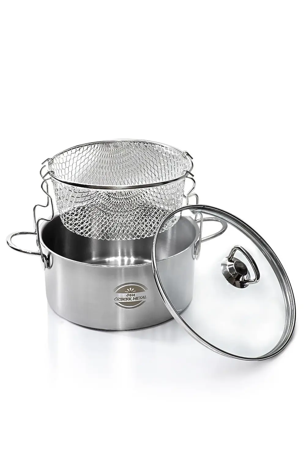 Cam Kapaklı 3 Parça Çelik Kızartma Tenceresi