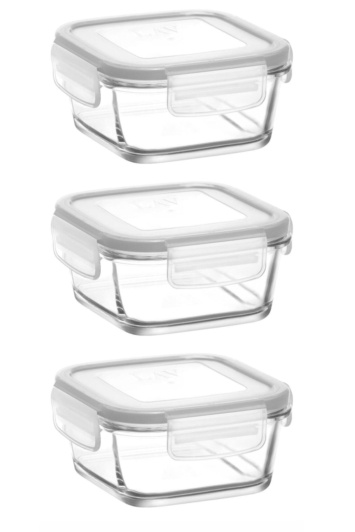 Cam Kilitli Saklama Kabı 3'lü Set Kahvaltılık Frs227 Beyaz