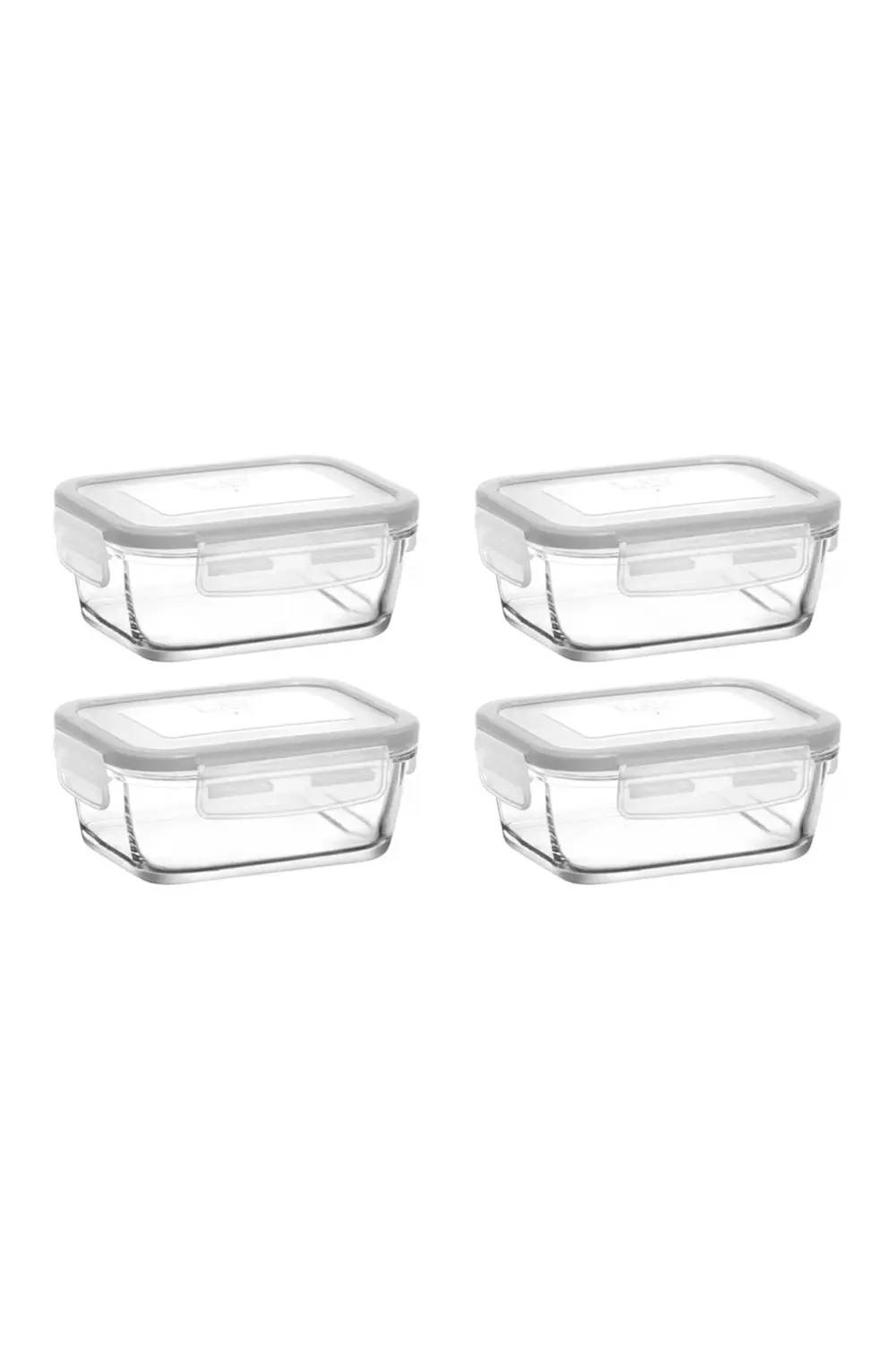 Lav Cam Kilitli Saklama Kabı 4 Lü Set Kahvaltılık Beyaz 400Cc