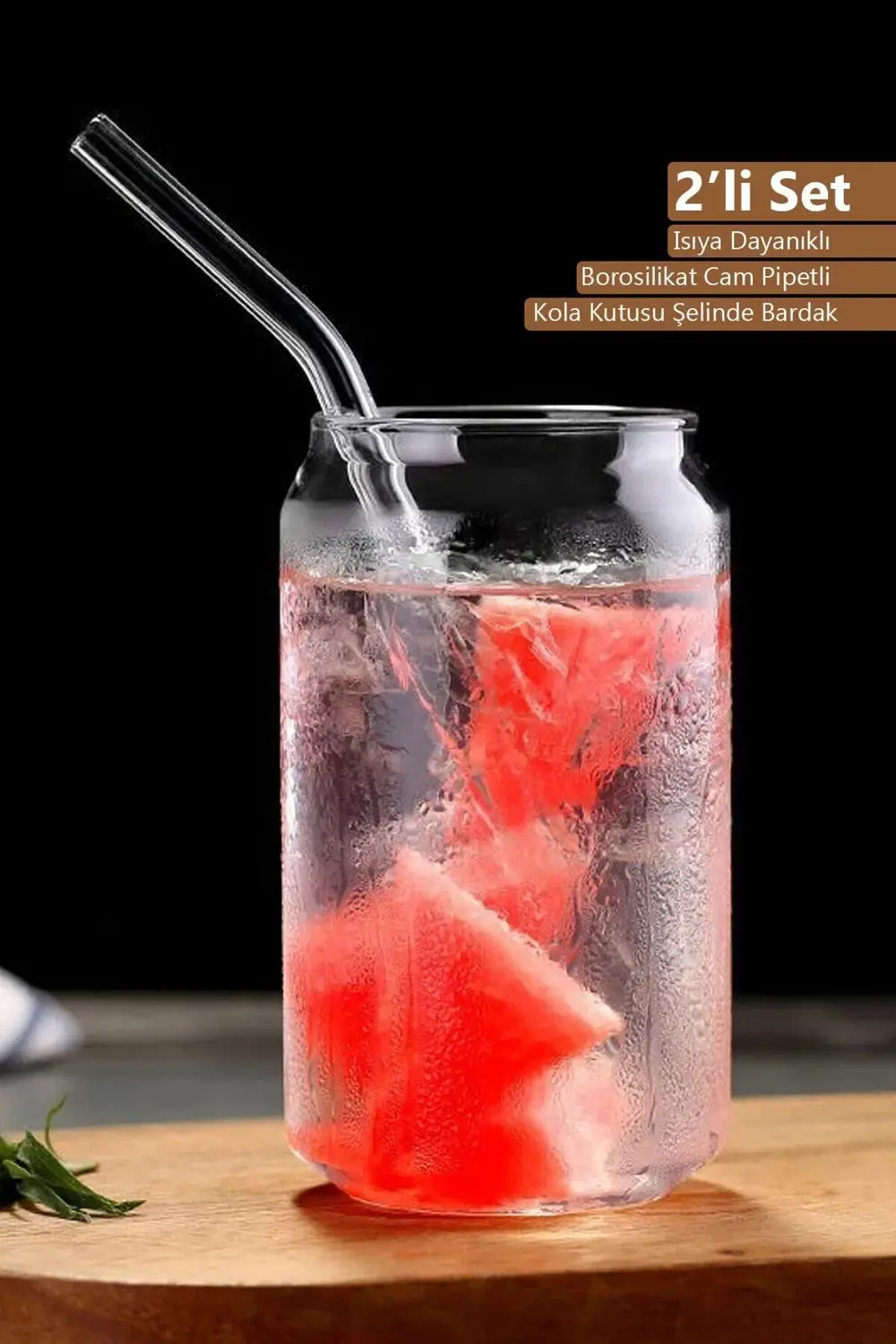 Cam Kola Kutusu Şeklinde Borosilikat Sunum Süt Ve Meyve Suyu Bard