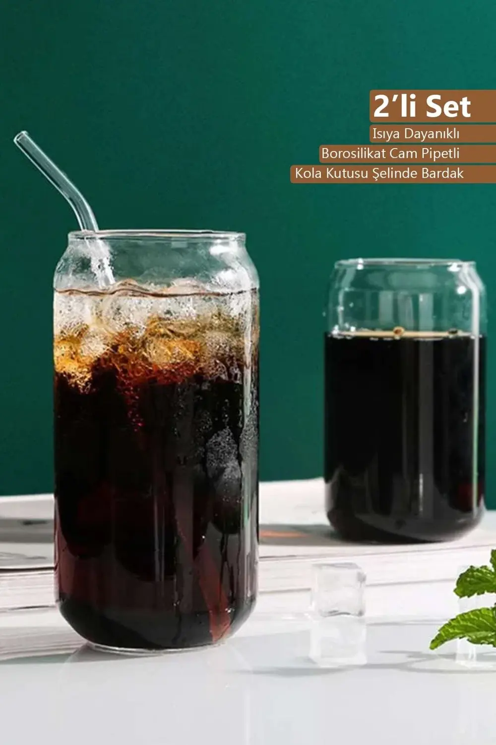 Cam Kola Kutusu Şeklinde Borosilikat Sunum Süt Ve Meyve Suyu Bard