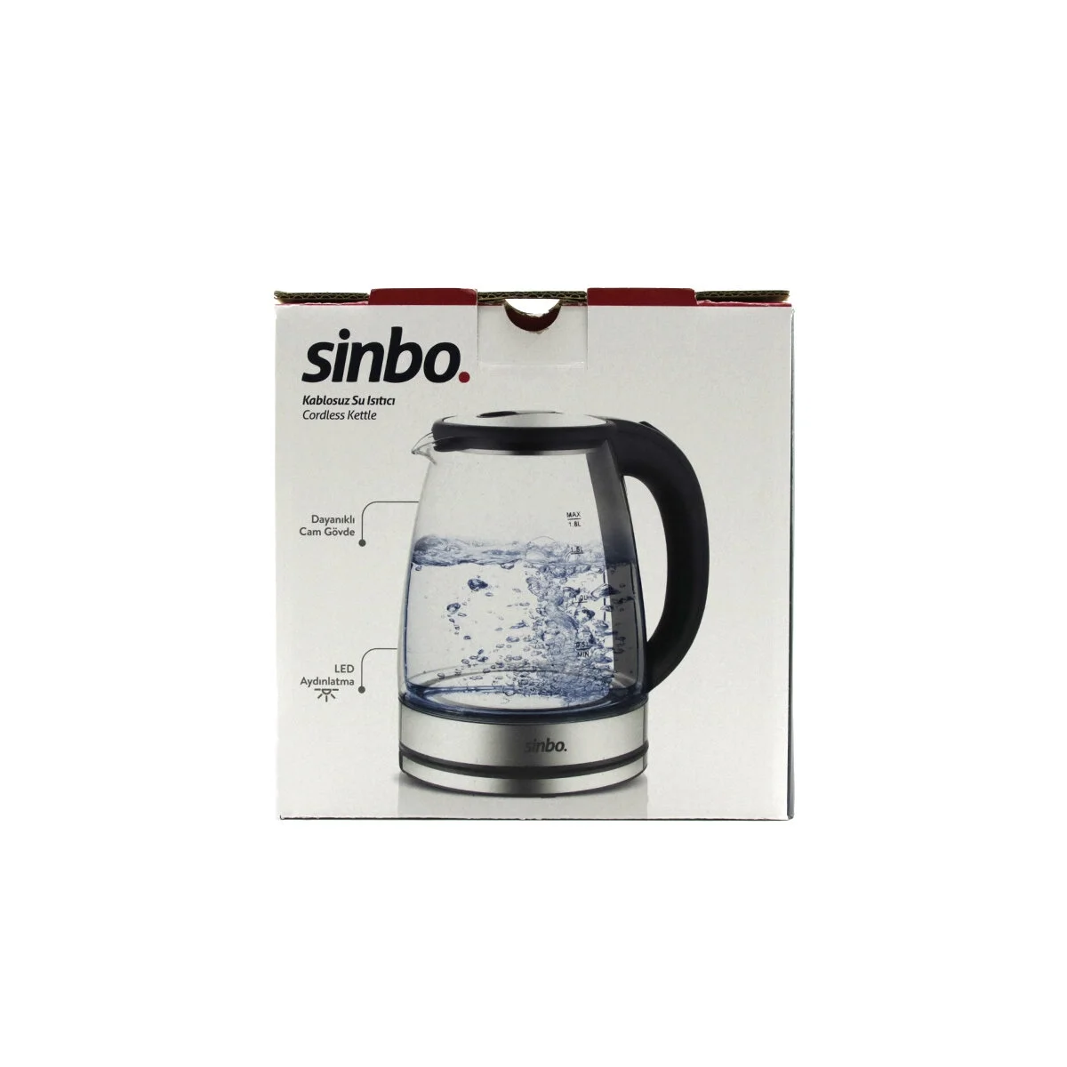 Cam - Ledli Kettle 1.8lt  Gizli Rezistans - Kablosuz 360 Derece Gövde 1500w Sk-8033 Bx40 Fiyatı, Yorumları ve Özellikleri