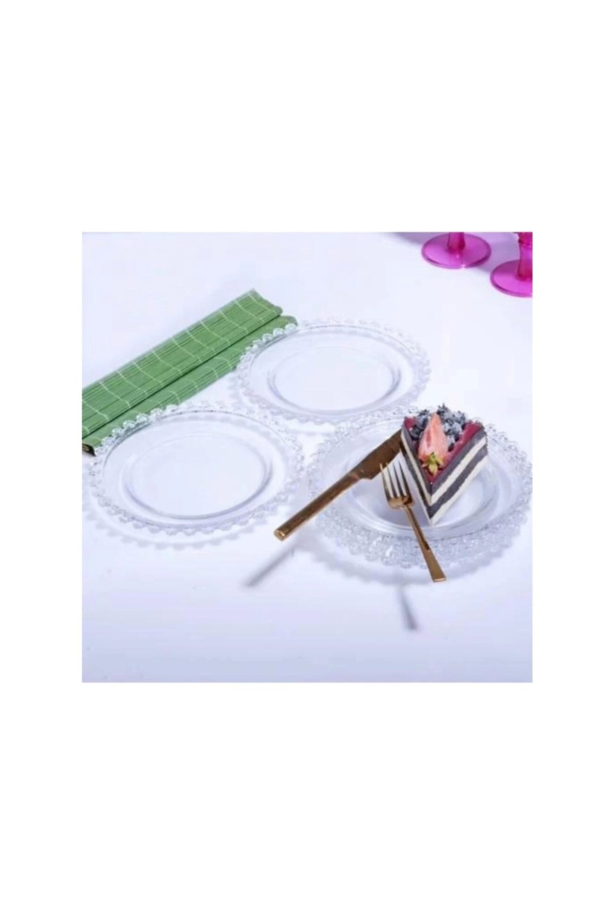 Elif Aksesuar Cam Papatya Pasta Tabağı 20 Cm 6 Lı