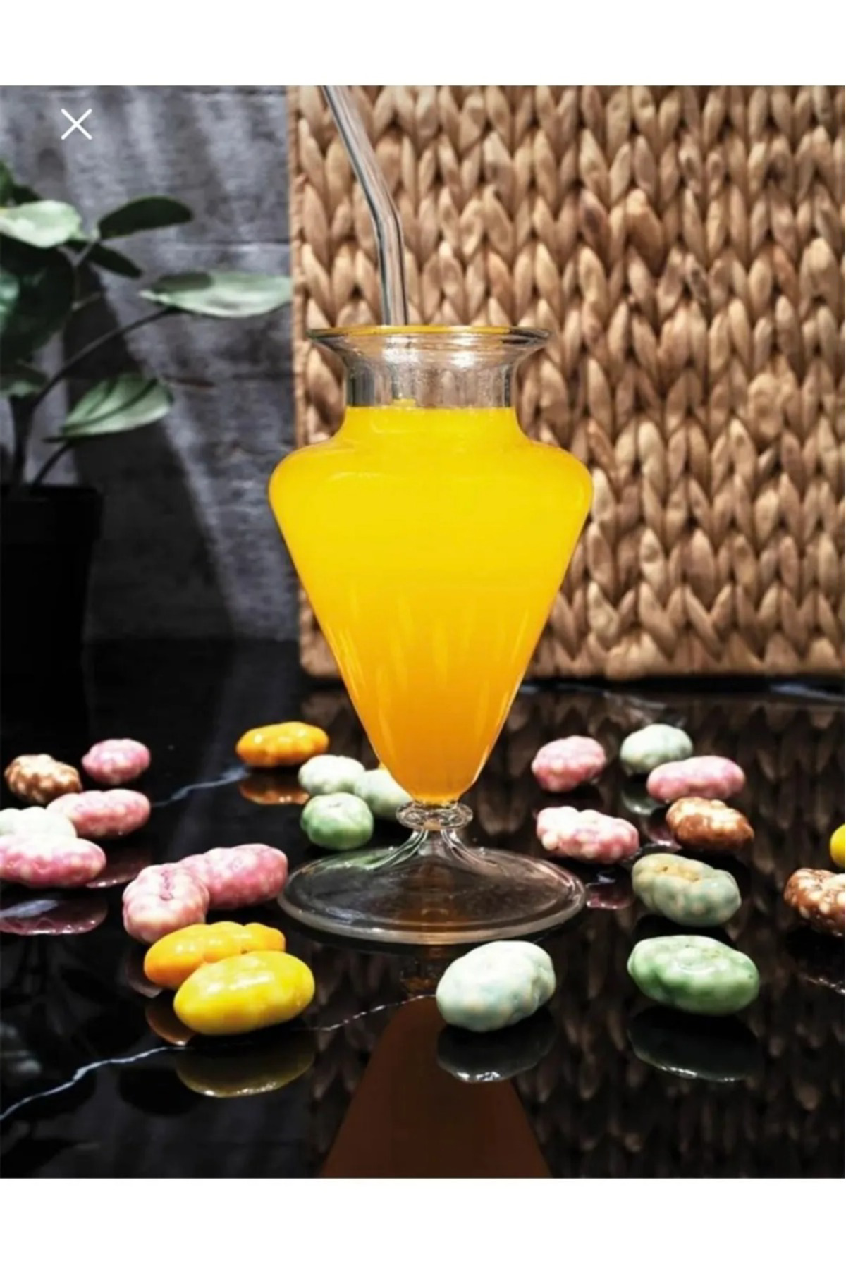 Elif Aksesuar Cam Pipet Hediyeli Vazo Tasarımlı Bardak