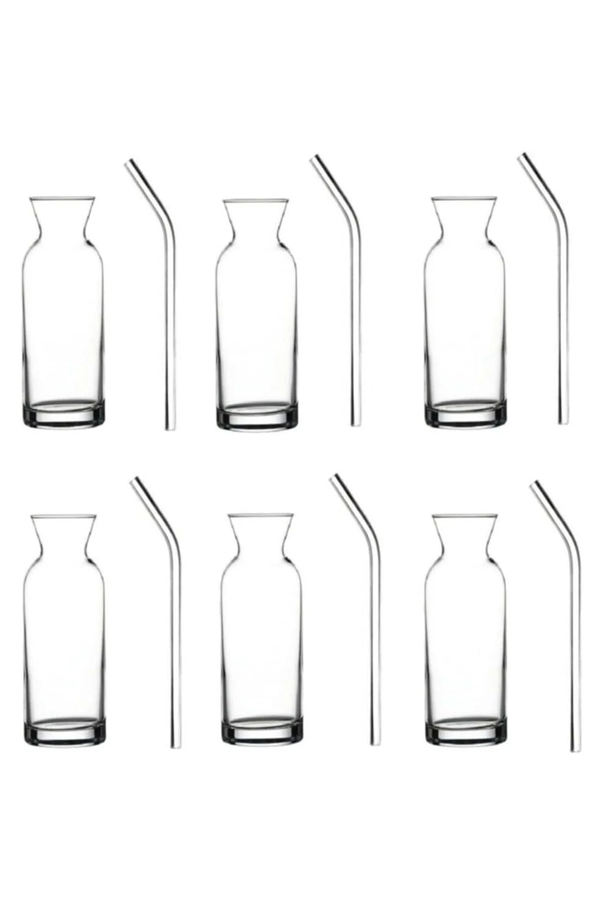 Cam Pipetli Meşrubat Bardağı Limonata Bardak Süt Şişesi Sunum Kar