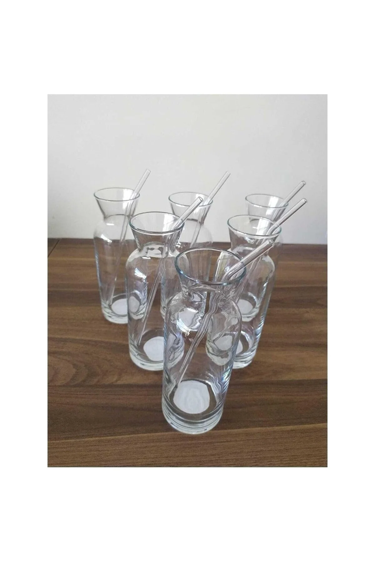 Cam Pipetli Meşrubat Bardağı Limonata Bardak Süt Şişesi Sunum Kar