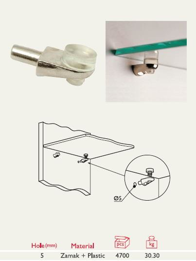 Cam Raf Pimi Vantuzlu 5mm - 4 Adet