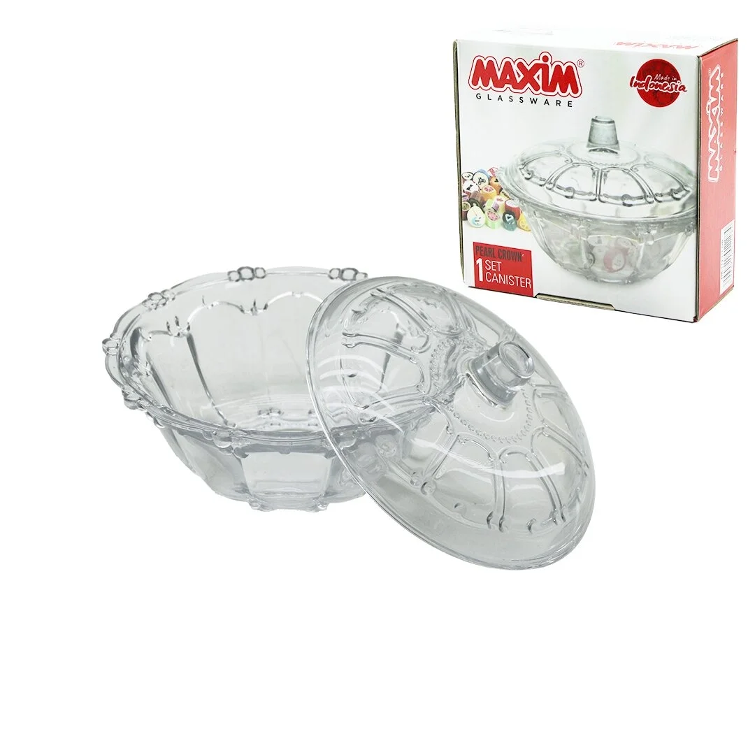 Cam Şekerlik Cam Kapaklı Çap: 13.5cm - Y: 5.2--9.5cm Bx40