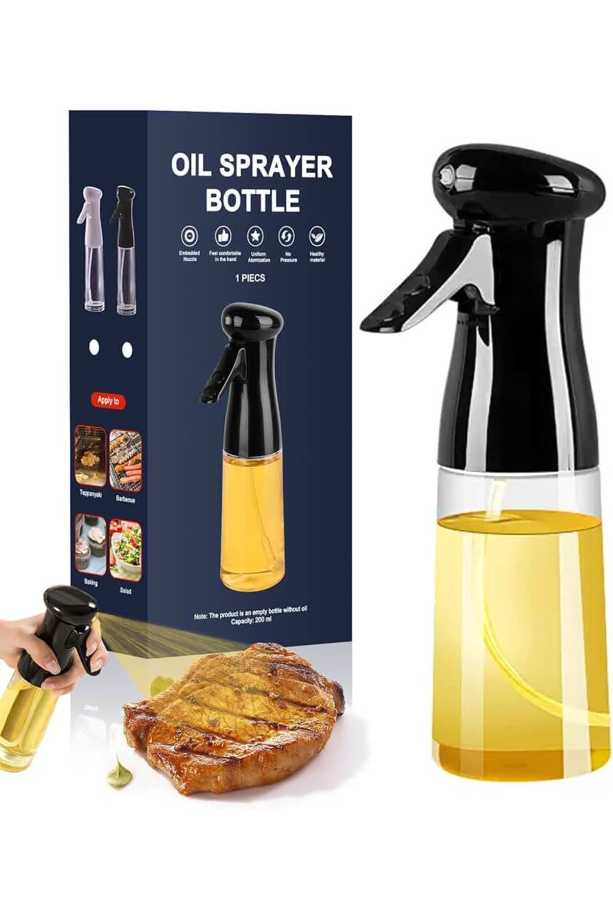 Cam Sprey Şişe Yağdanlık Airfryer Püskürtmeli Yağlık Fısfıs Püskü