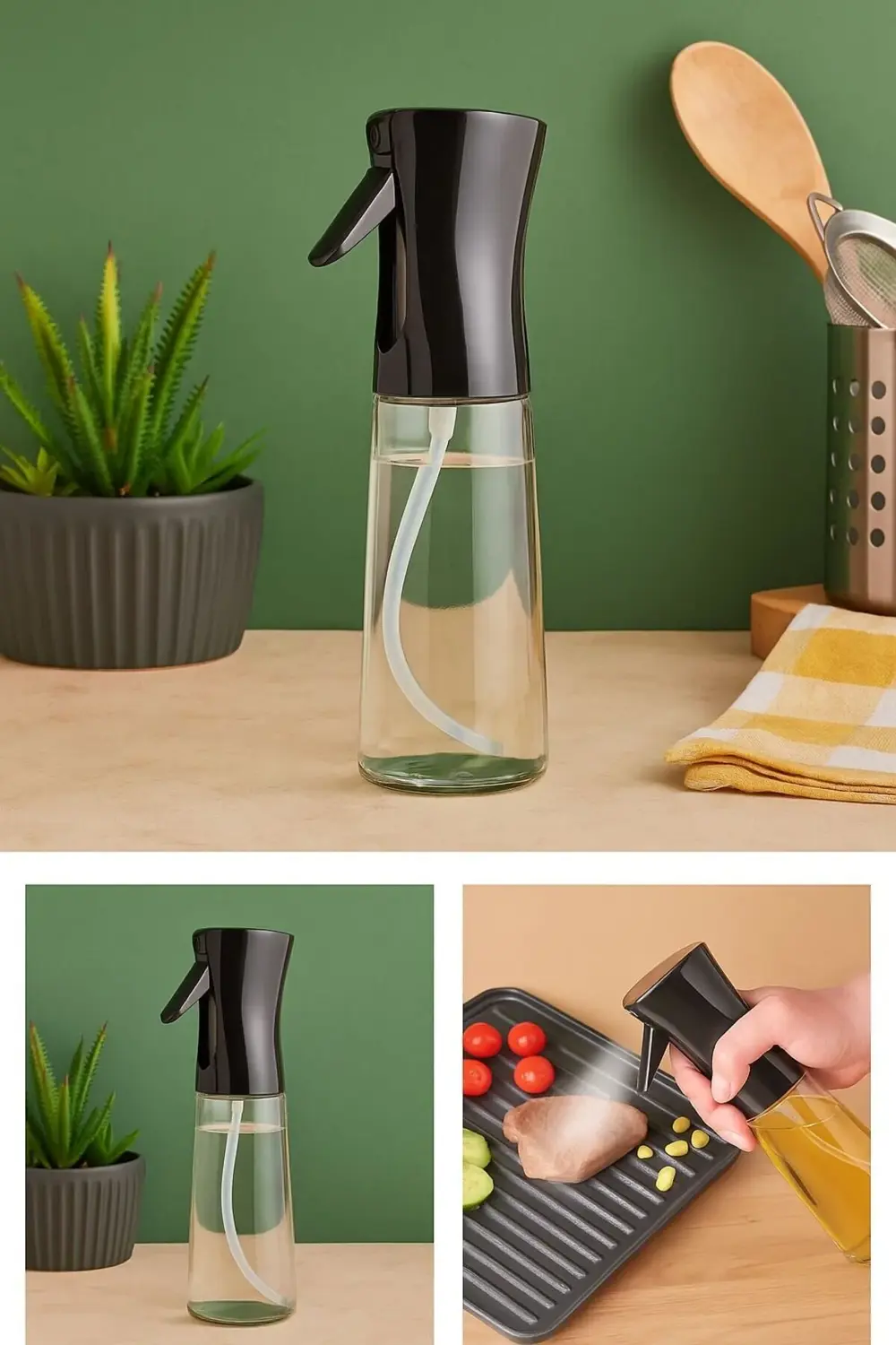 Cam Sprey Şişe Yağdanlık Airfryer Püskürtmeli Yağlık Fısfıs Püskü