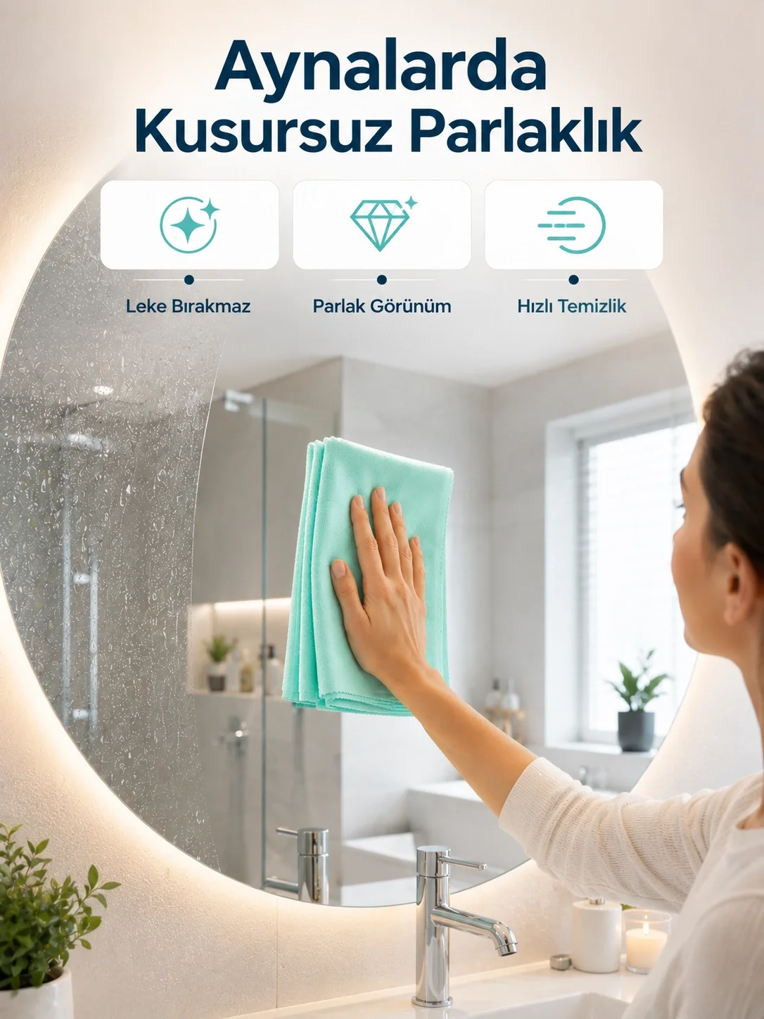Cam Temizlik Bezi Yüksek Emici Mikrofiber Bez Cam Ayna ve Vitrin Temizliği Cam Temizlik Bezi Yüksek Emici Mikrofiber Bez Cam Ayna ve Vitrin Temizliği