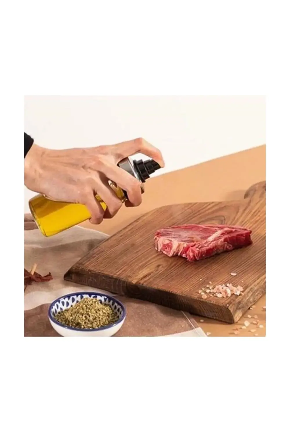 Cam Yağ Spreyi Yağ Püskürtücü Lüx Metal Sprey Yağlık Şişe