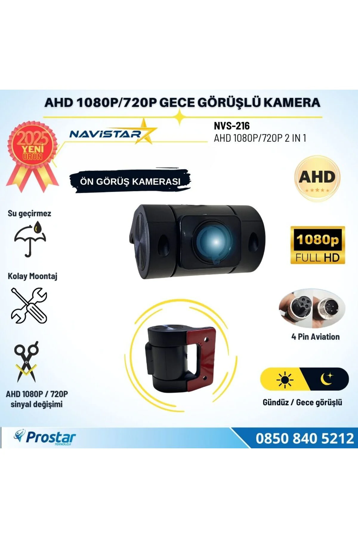 Cama Yapışan Ön ve Kabin Görüş Kamerası AHD 1080P/720P 4 Pin avia Cama Yapışan Ön ve Kabin Görüş Kamerası AHD 1080P/720P 4 Pin avia