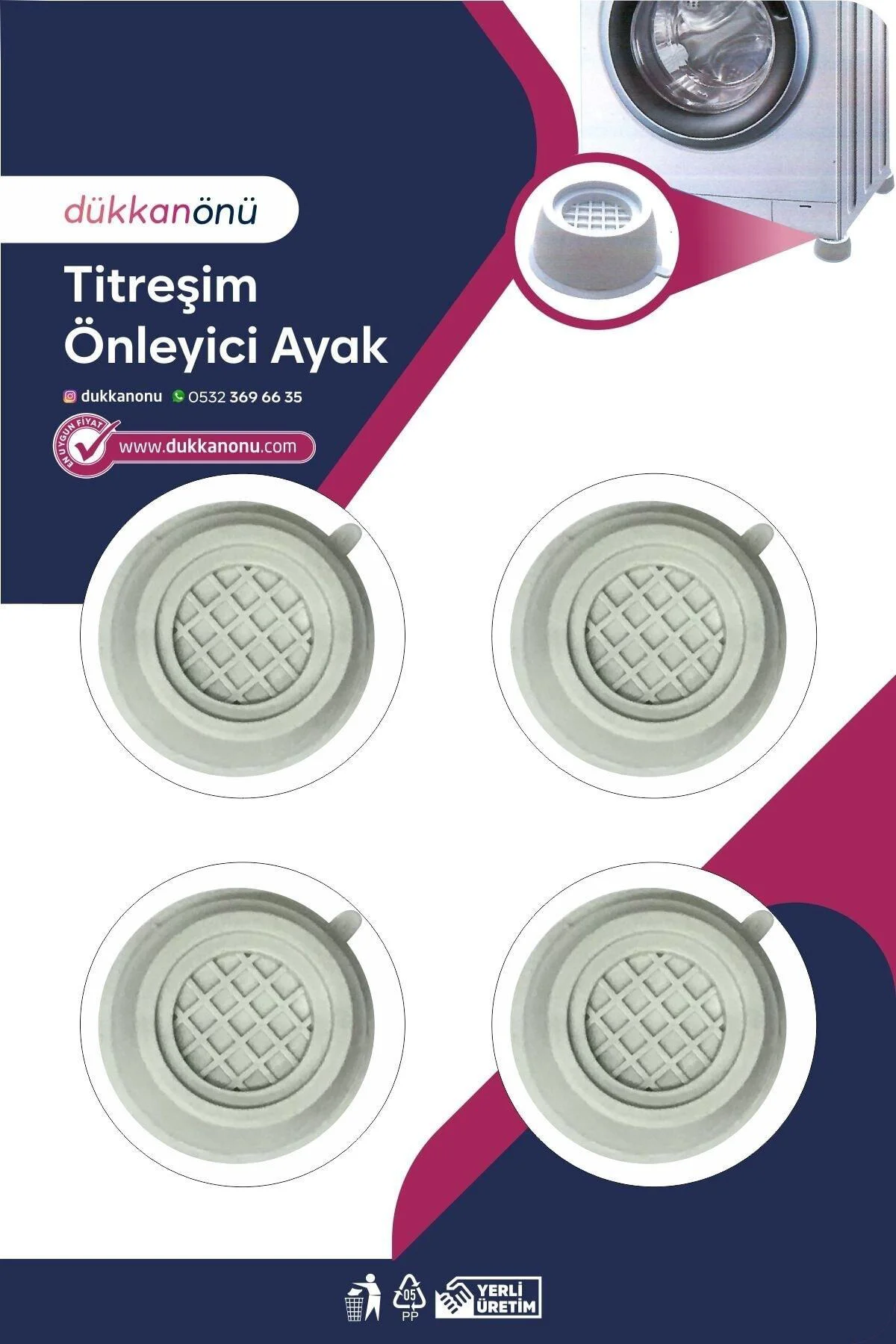 Çamaşır Bulaşık Makinası Titreşim Önleyici Ayak 4'lü