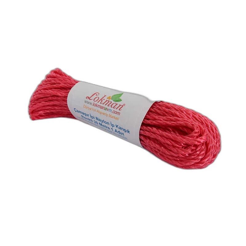 Çamaşır İpi Naylon 20 Metre - Karışık Renkli Dayanıklı Çamaşır İpi