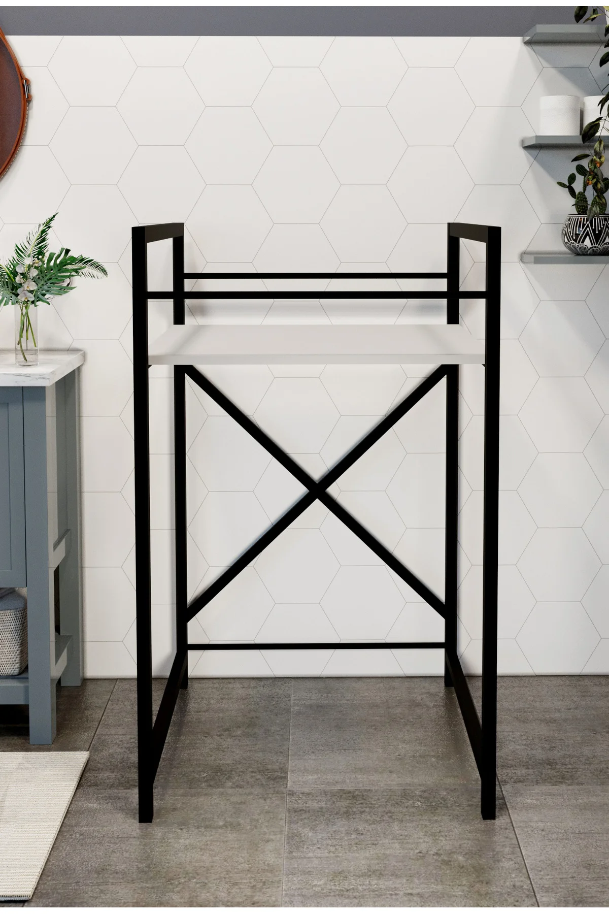 Çamaşır Makinası ve Kurutma Makinası Rafı Çamaşır Makinası Üstü B