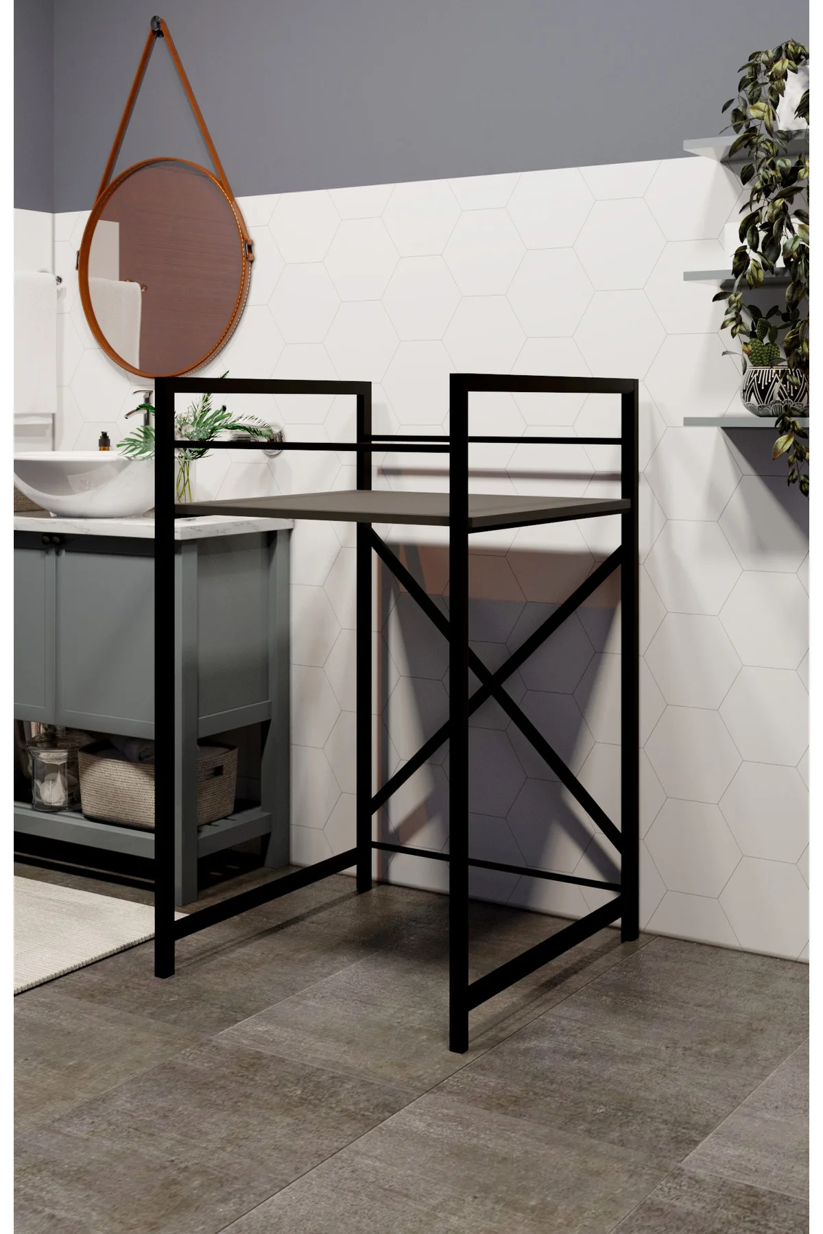 Çamaşır Makinası ve Kurutma Makinası Rafı Çamaşır Makinası Üstü B