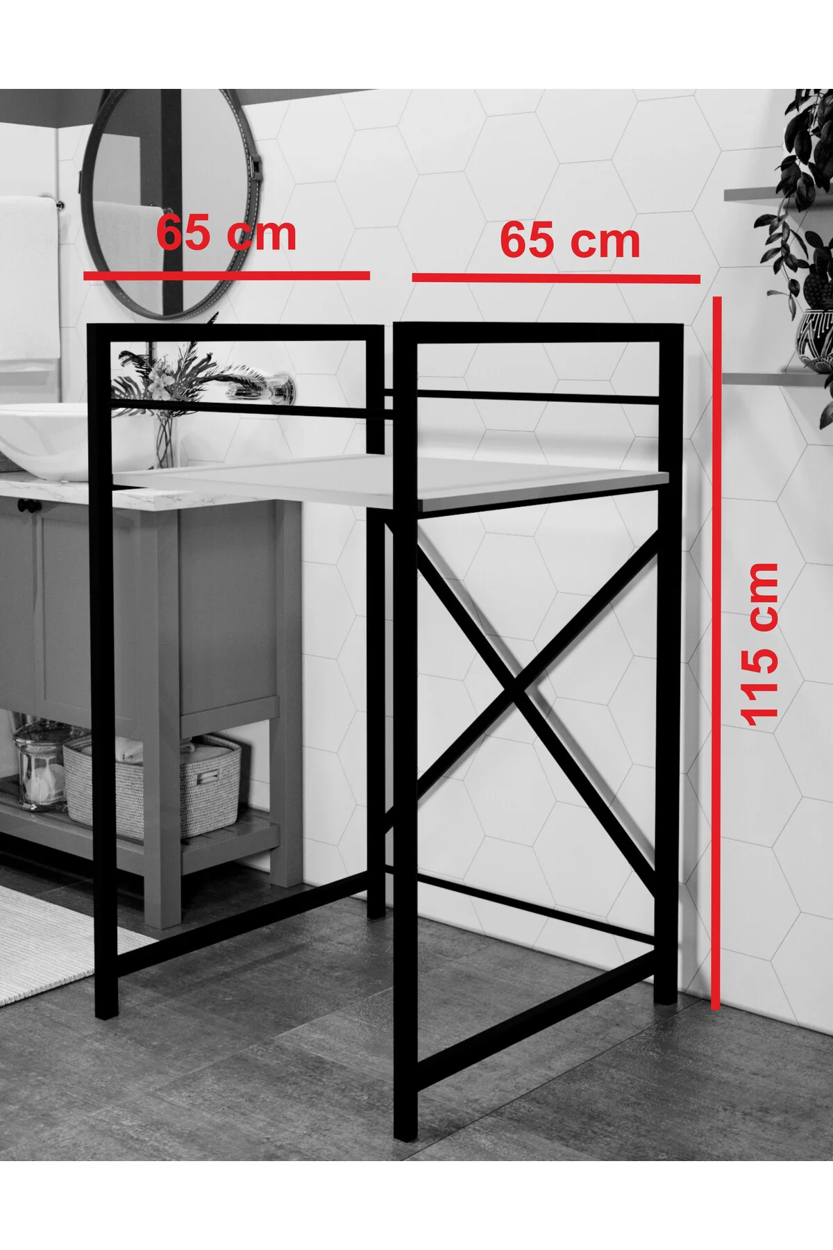 Çamaşır Makinası ve Kurutma Makinası Rafı Çamaşır Makinası Üstü B