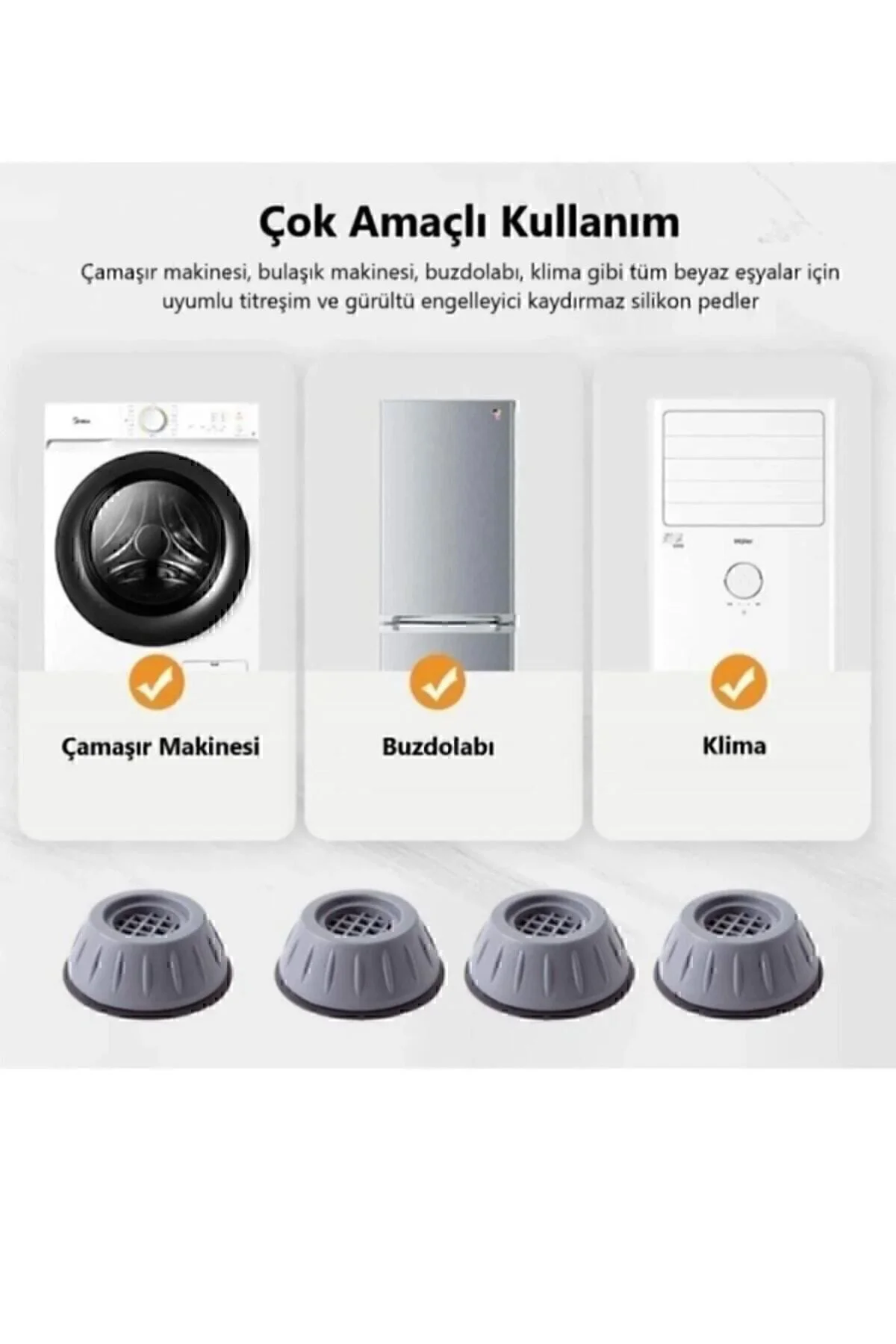 Çamaşır Makinesi Ayak Titreşim Gürültü Engelleyici Stoperi 4'lü K