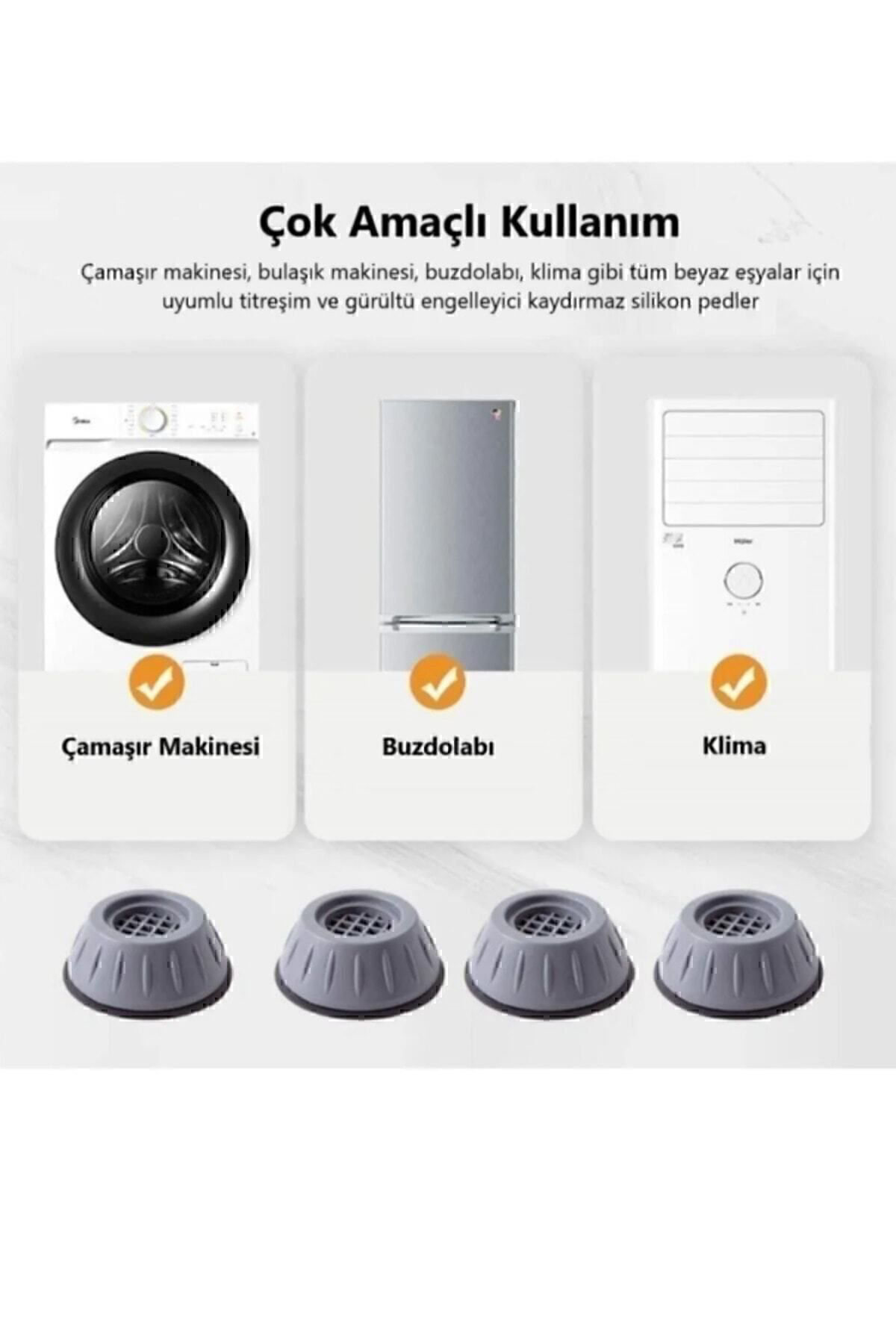 Çamaşır Makinesi Ayak Titreşim Gürültü Engelleyici Stoperi 4'lü K