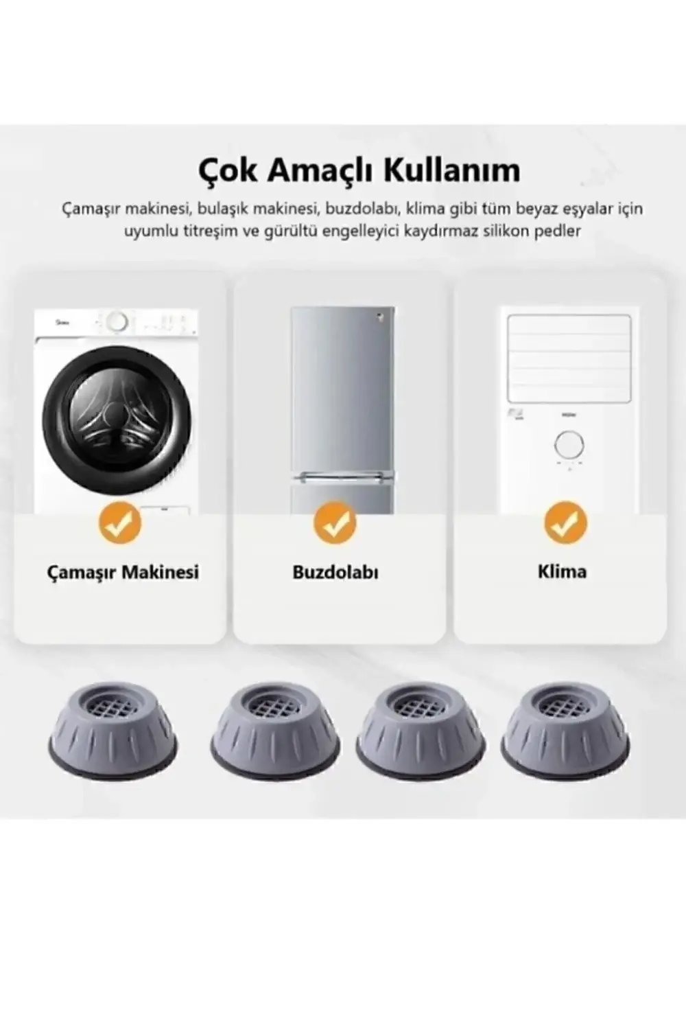 Çamaşır Makinesi Ayak Titreşim Gürültü Engelleyici Stoperi 4'lü K