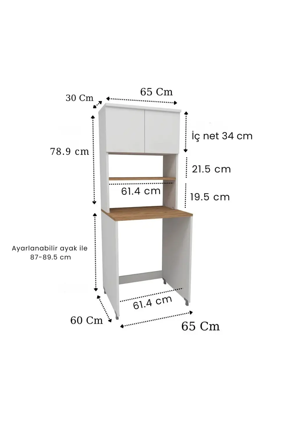 Çamaşır Makinesi Dolabı 3 Raflı Kapaklı Banyo Dolabı Mat Beyaz