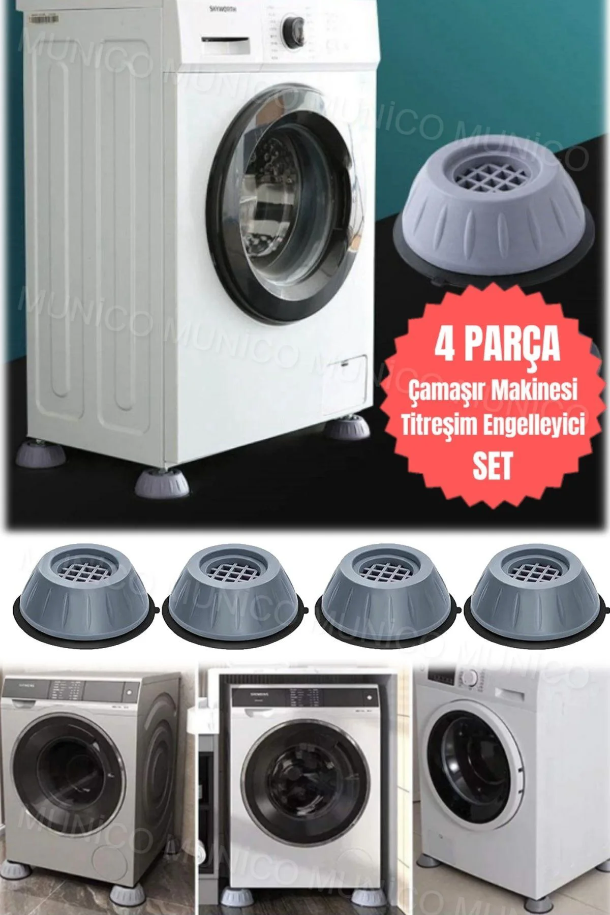 Çamaşır Makinesi Pedleri - Sessiz ve Kaymaz Gürültü Engelleyici Ç