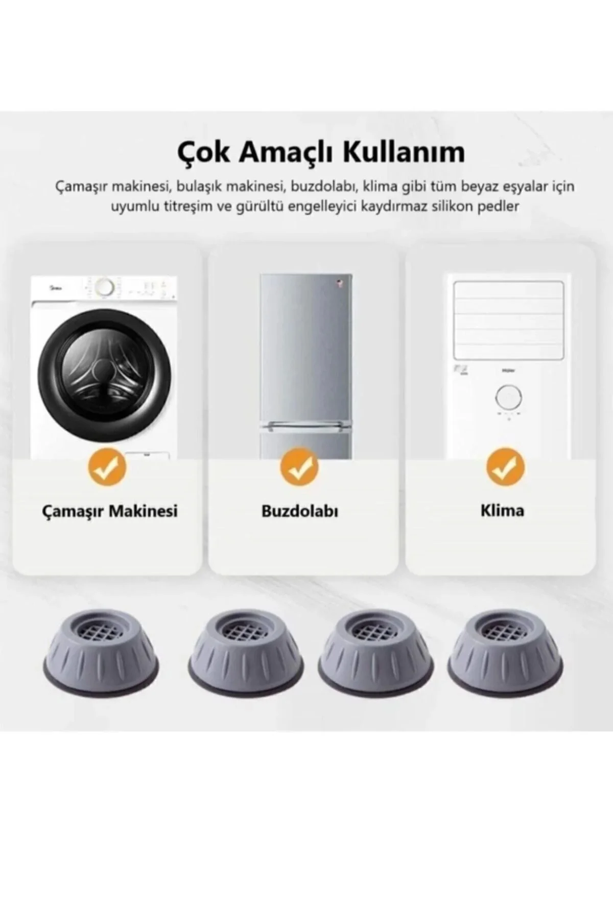 Çamaşır Makinesi Titreşim Önleyici Kaydırmaz Vantuzlu Ayak Stoper