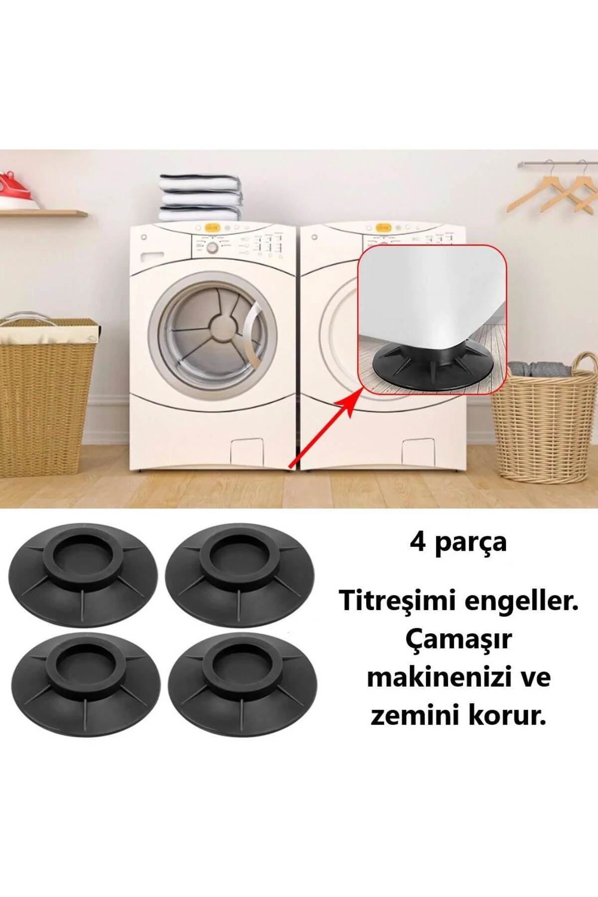 Çamaşır Makinesi Titreşim Engelleyici Stoper Siyah 4lü Set