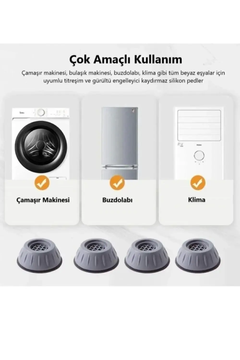 Çamaşır Makinesi Titreşim Önleyici Kaydırmaz Vantuzlu Ayak Stoper