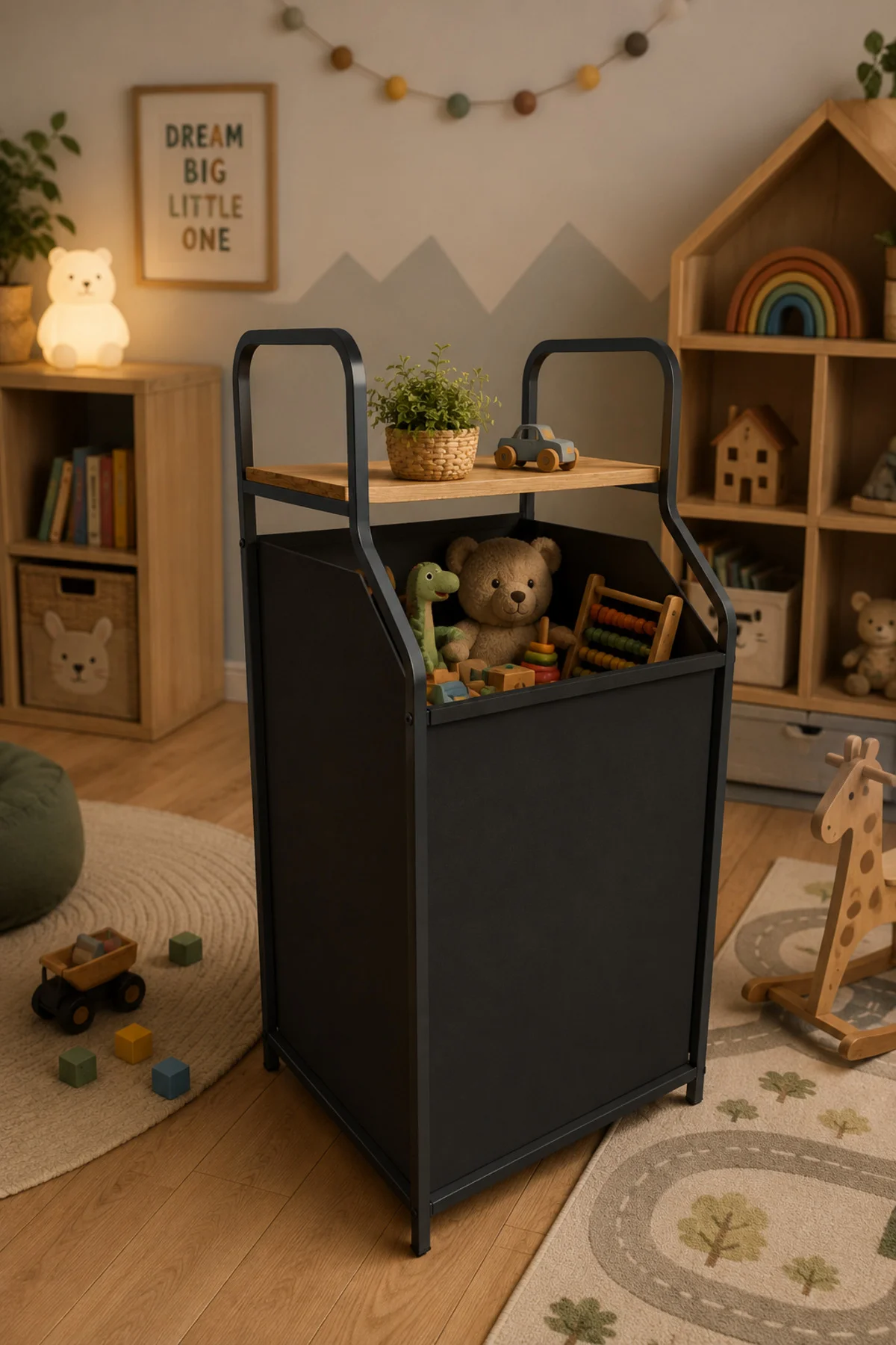 Çamaşır Sepeti Kirli Sepeti Ahşap Banyo Dolabı Büyük Boy Geniş Ku