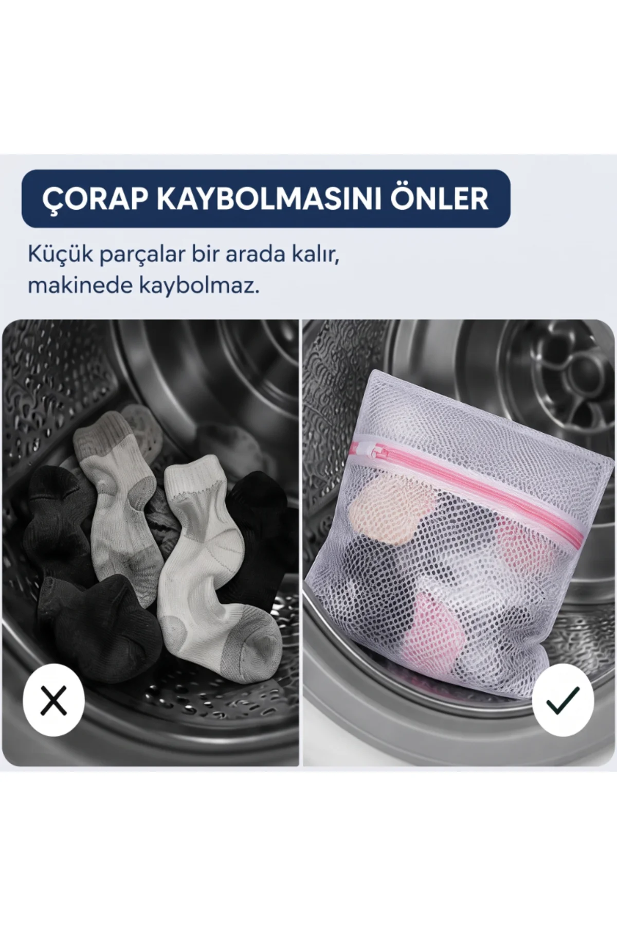 Çamaşır Yıkama Filesi - 40x50 cm - Fermuarlı - Tekrar Kullanılabilir - Görsel 5