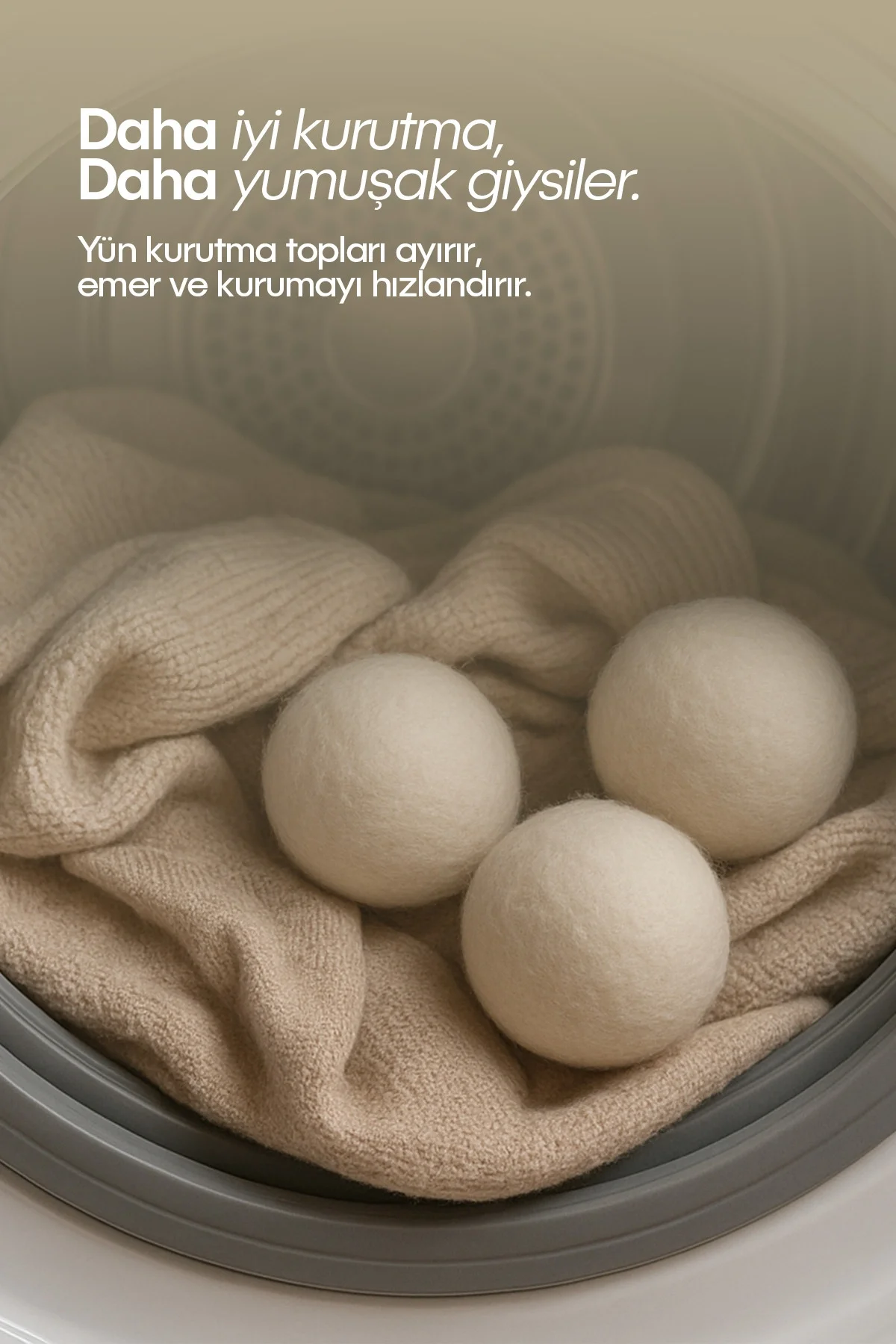 Çamaşır Yün Kurutma Topu ve Koku Seti - Kurutma Makinesi İçin - 3 Adet Top